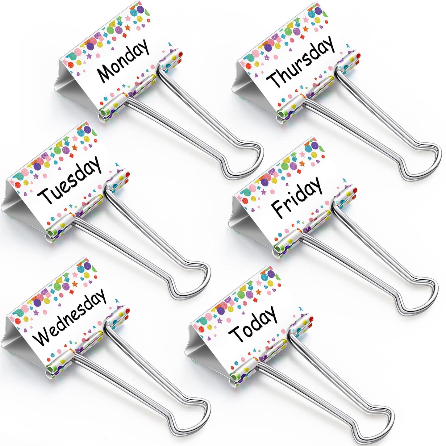 Tenare 6 Pack 2 Inch Teacher Binder Clips, Classroom Paper Organizer | Includes To Be Graded, Make Copies, Graded, Send Home, For Volunteer and To Be Filed for Classroom Management Paper Sorting