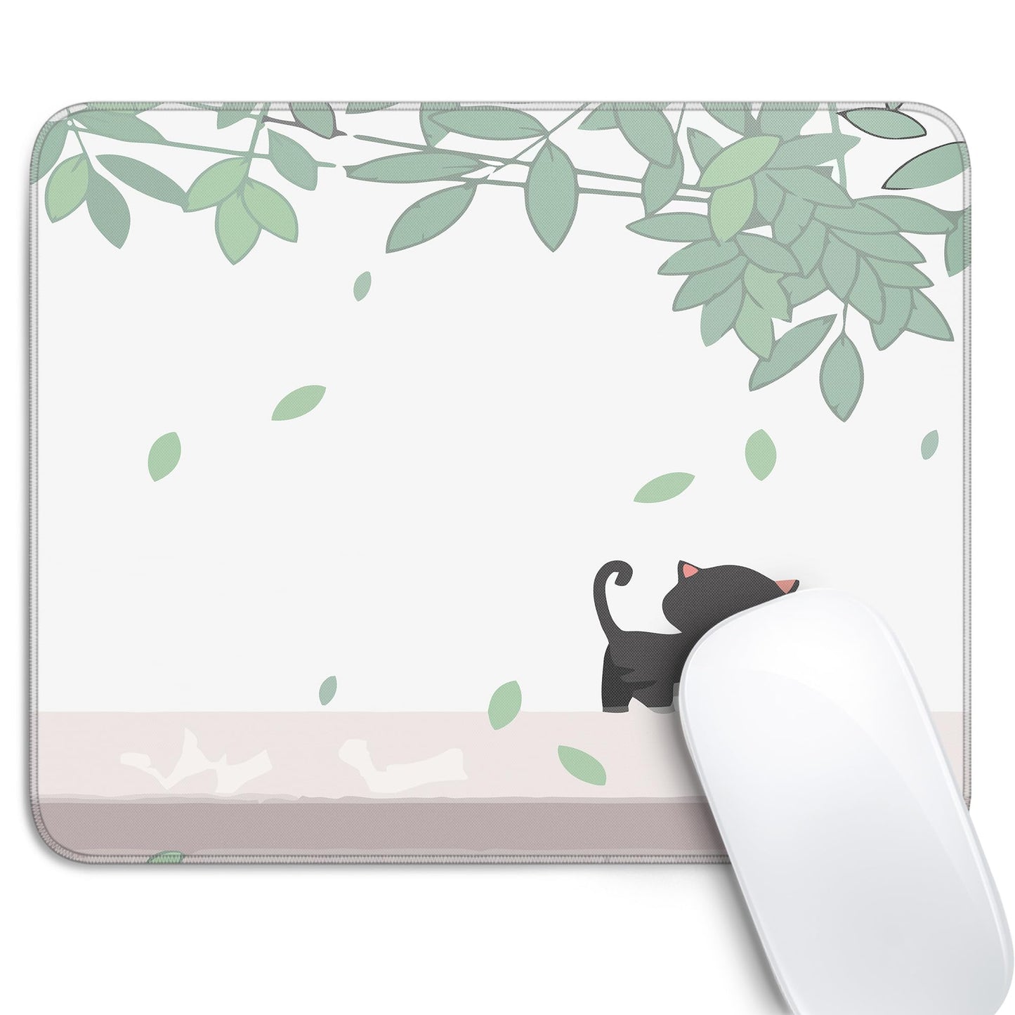 Cute Black Cat Mouse Pad,Kawaii Anime Cat Mouse Pads for Wireless Mouse Desk Accessories,10"X8" Travel Mousepad with Non-Slip Rubber Base, Stitched Edge Mouse Pads for Desk,Computers,Laptop,Office