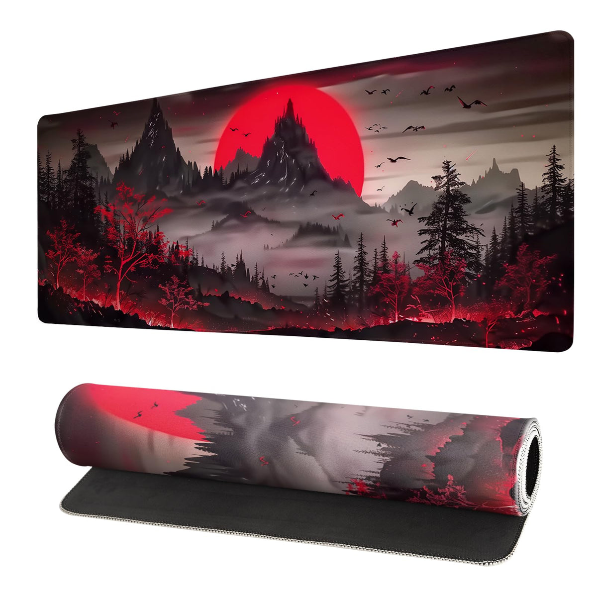 Japanese Mouse Pad, Large Japanese Desk Mat, XL Anime Gaming Keyboard Mat, Non-Slip Rubber Base, Big Extended Desk Protector for Home Office, 31.5”x11.8”