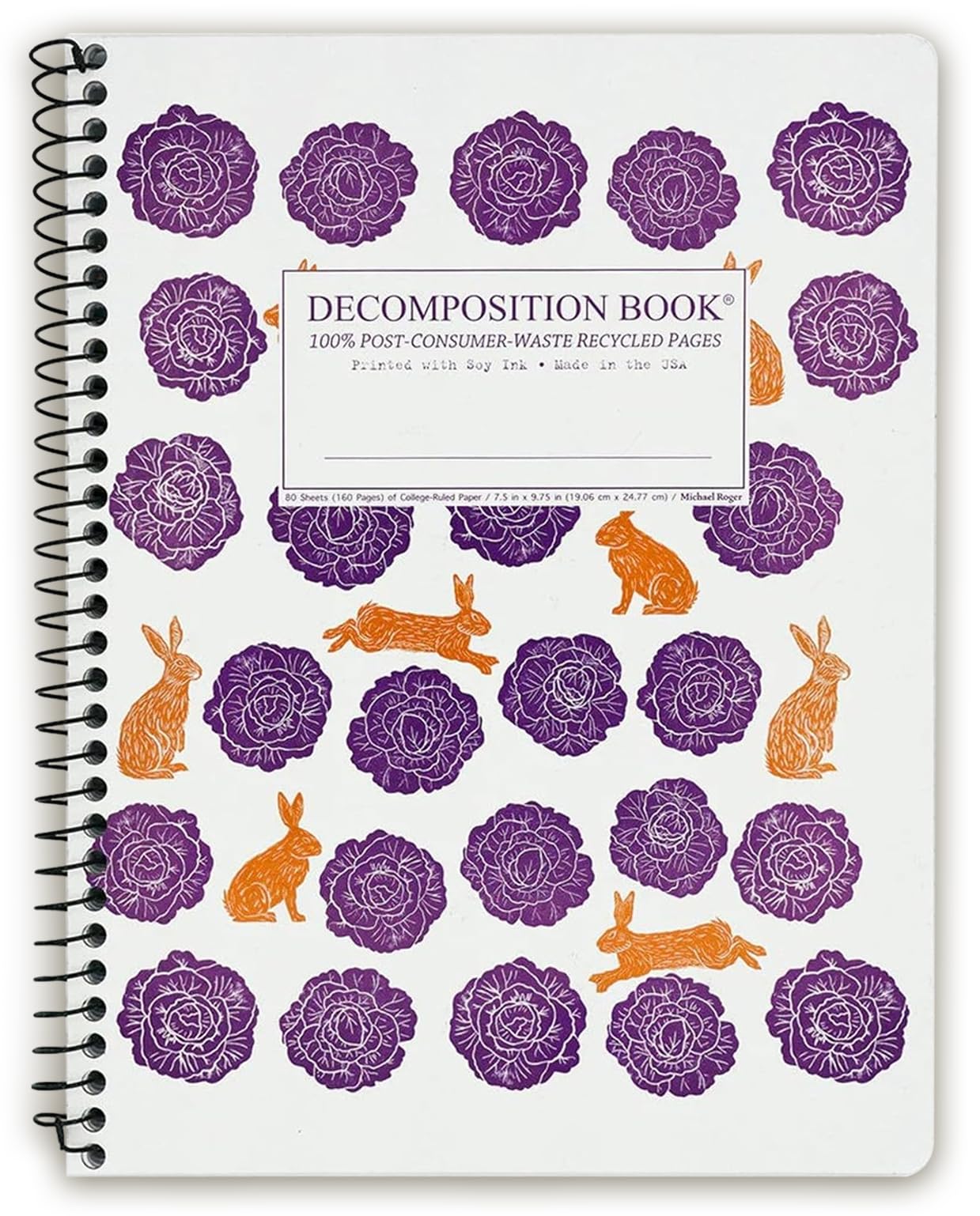 Decomposition Jellyfish College Ruled Spiral Notebook - 9.75 x 7.5 Journal with 160 Lined Pages - 100% Recycled Paper - Cute Notebooks for School Supplies, Home & Office - Made in USA