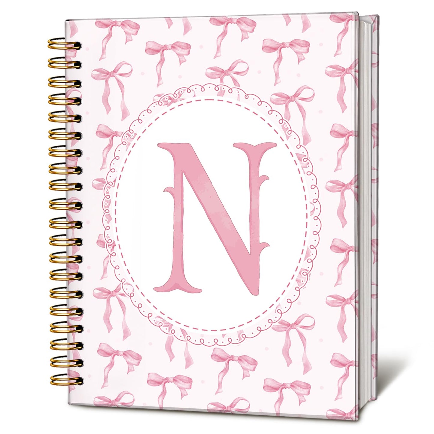 Cute Pink Bow Journal for Teen Girls & Women, Cute School Supplies - Cute Preppy Bow Stuff Birthday Gifts for Women Girls, Coquette Stuff Pink Bow Bible Hardcover Spiral Notebook 5.5x8.3