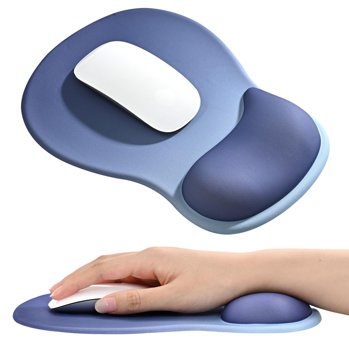 EooCoo Mouse Pad with Gel Wrist Rest, Ergonomic Mousepad Wrist Alignment | Middle Concave Design for Natural Wrist Alignment, Non-Slip Base Mousepad, Carpal Tunnel Relief, Office Desk Accessories