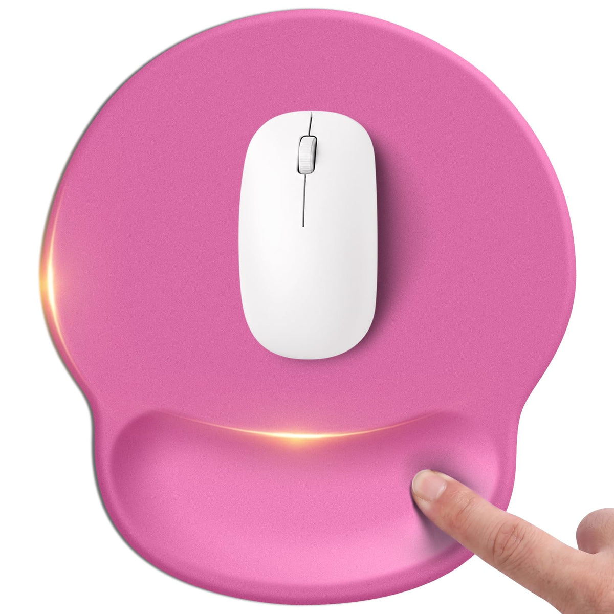 Pink Mouse pad with Wrist Rest,Relieving Pain Memory Foam Computer pad, Ergonomic Desktop Mouse, Silicone Material Mouse pad, with Non-Slip PU Base (Pink)