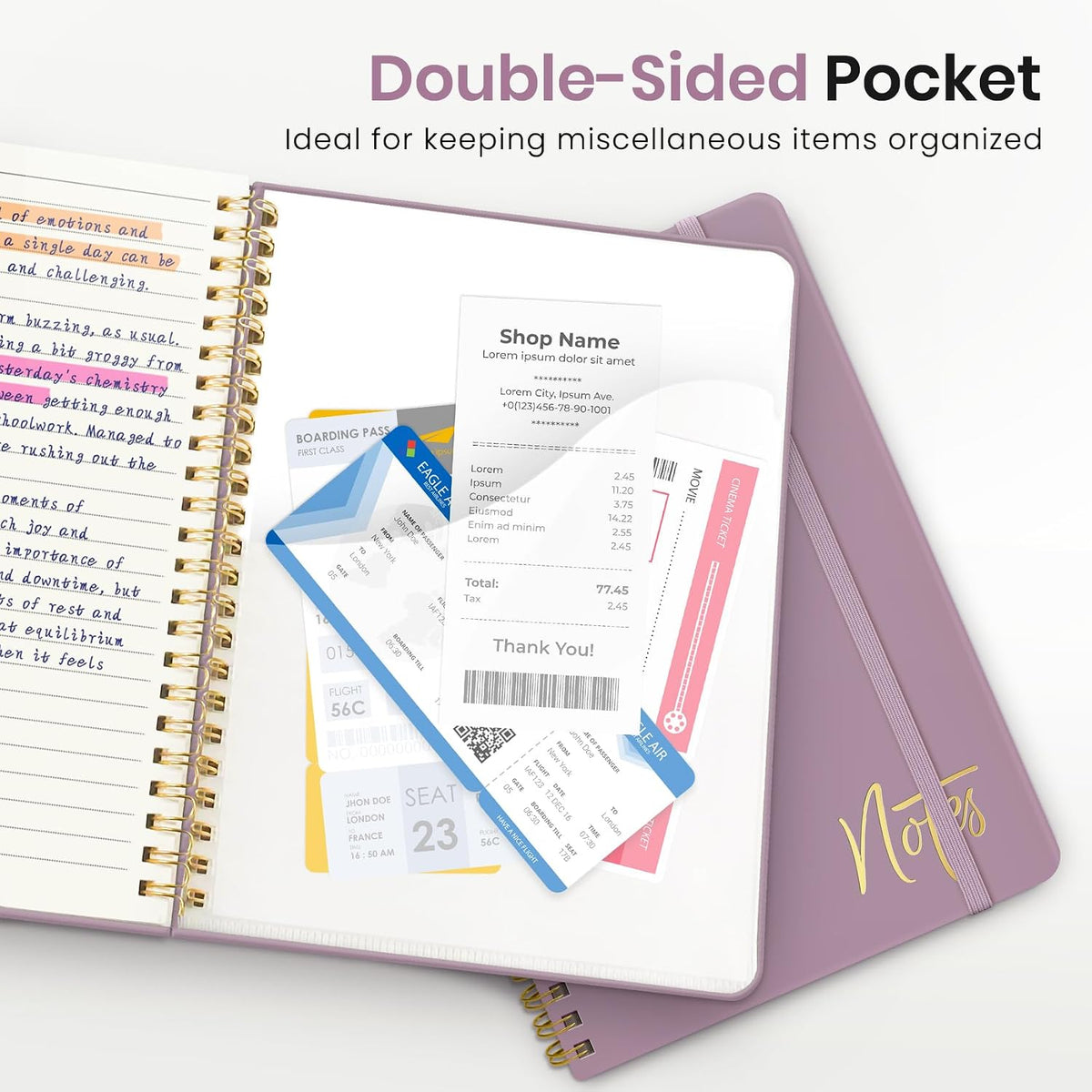 ZOTIA Lined Spiral Notebook for Work Hardcover Spiral Journal College Ruled | Purple, 5.7" x 7.9" Spiral Journals for Writing, Work Notebooks, Note taking and Office School Supplies, 140 Pages