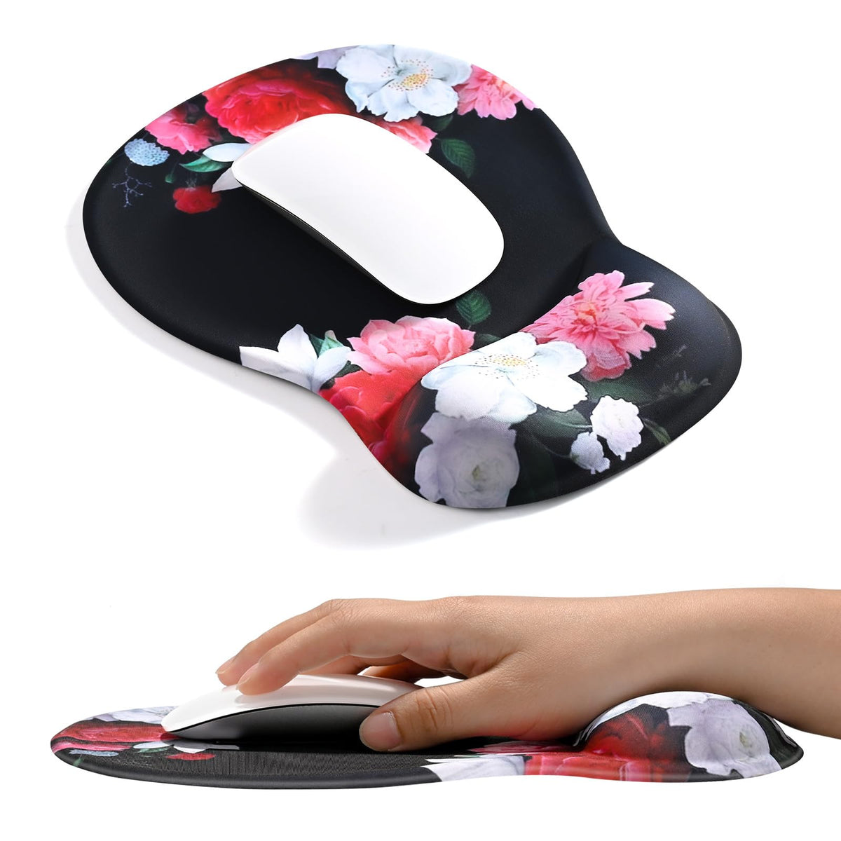 EooCoo Mouse Pad with Gel Wrist Rest, Ergonomic Mousepad Wrist Alignment | Middle Concave Design for Natural Wrist Alignment, Non-Slip Base Mousepad, Carpal Tunnel Relief, Office Desk Accessories