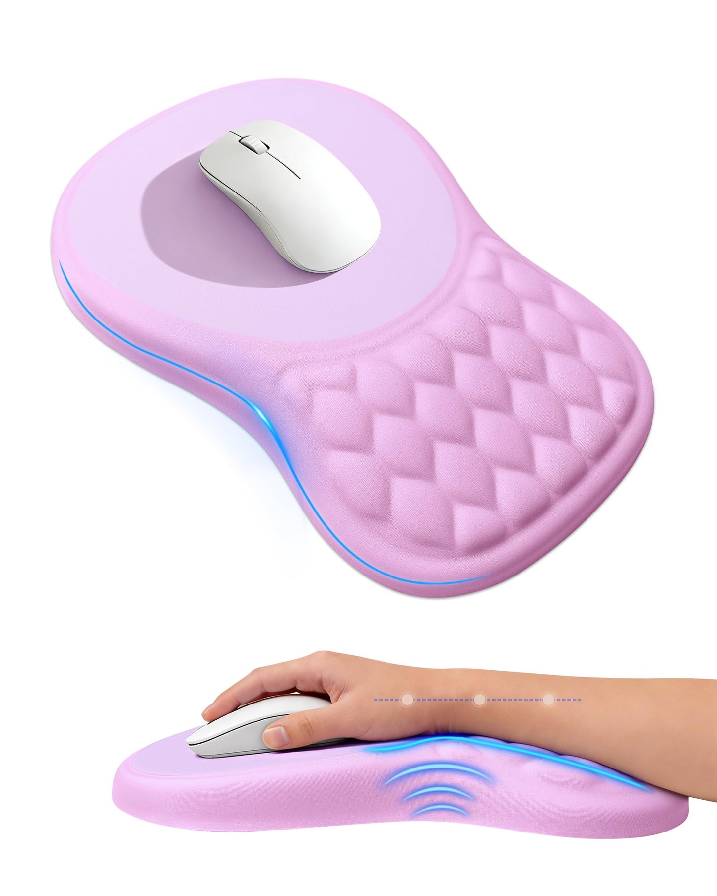 Ergonomic Mouse Pad with Sloped Memory Foam Wrist Rest (Black) | 3D Textured Wrist Cushion, Smooth Lycra Surface, Non-Slip PU Base, Comfortable Support for Office/Home Computer Desks