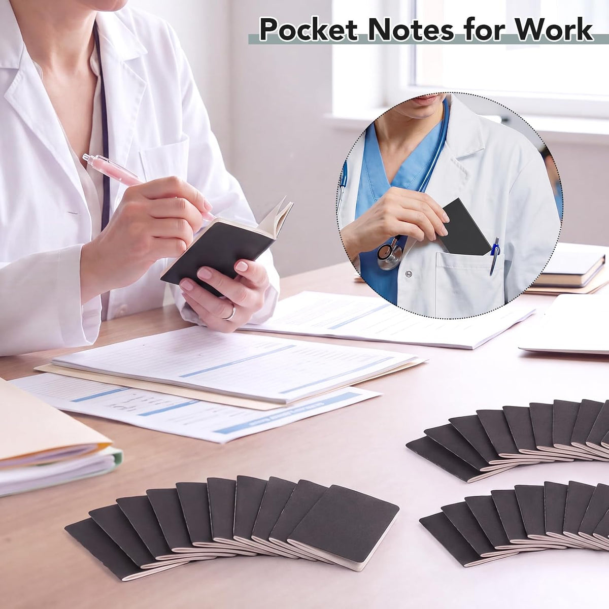 BESARME 24 Pcs Mini Pocket Notebooks Bulk, Travel Journal Memo Notepads | 3.93*2.36in, Black Small Lined Notebooks for Women, for Daily Planning Journaling Note Taking Office School Gifts,