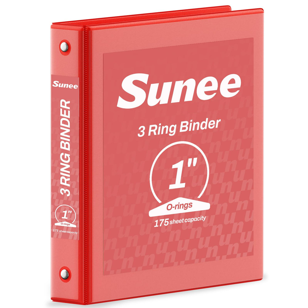 SUNEE 3 Ring Binder 1 Inch Pink 1 Pack, Holds 175 Sheets of Letter Paper, Clear View 1" Three Ring PVC-Free (Fit 8.5x11 Inches) for School or Office Supplies