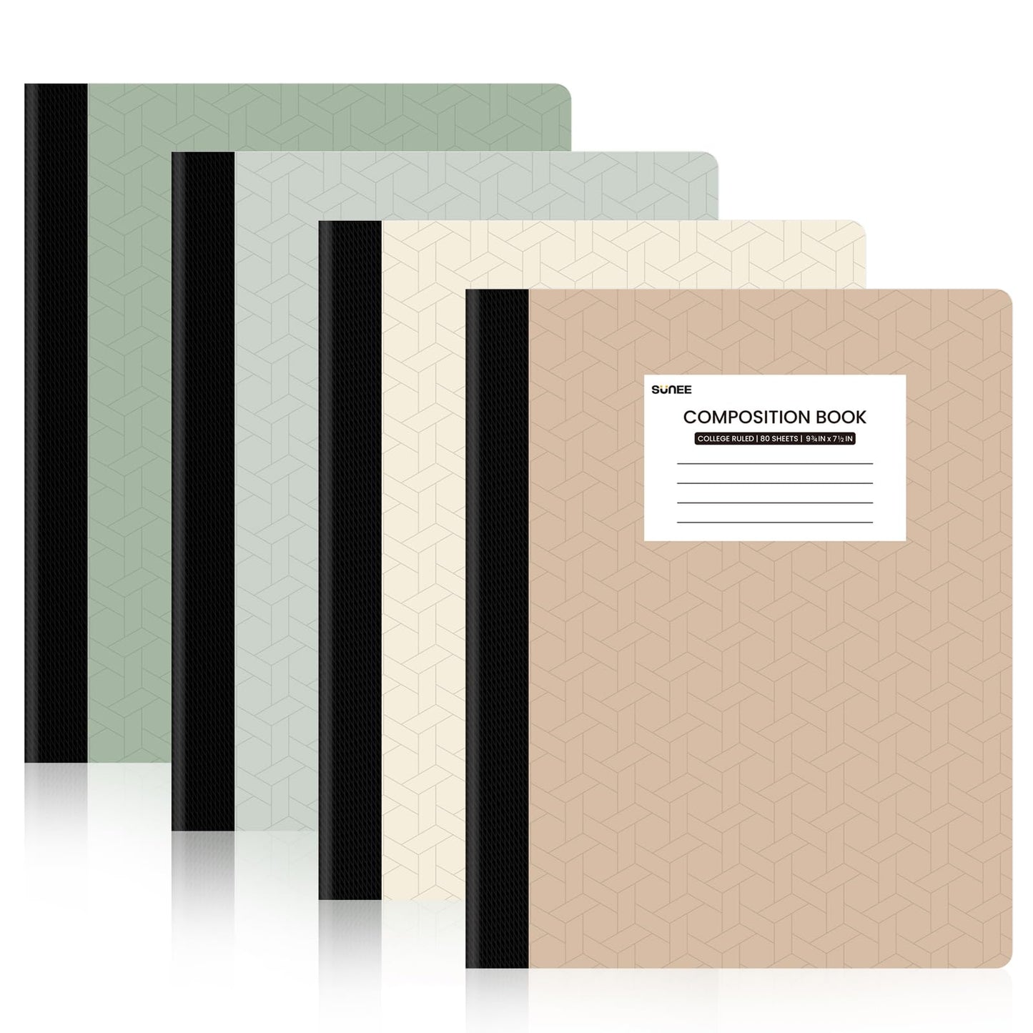 SUNEE Composition Notebooks - College Ruled Paper, 4 Pack Composition Book, 9 3/4" x 7 1/2", 80 Sheets/160 Pages, Assorted Colors, School, College & Office Supplies