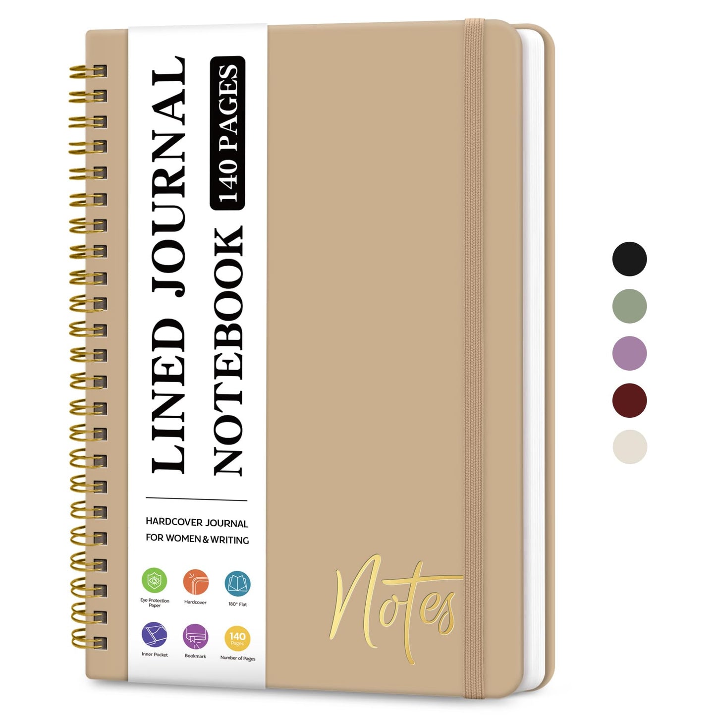 ZOTIA Lined Spiral Notebook for Work Hardcover Spiral Journal College Ruled | Purple, 5.7" x 7.9" Spiral Journals for Writing, Work Notebooks, Note taking and Office School Supplies, 140 Pages