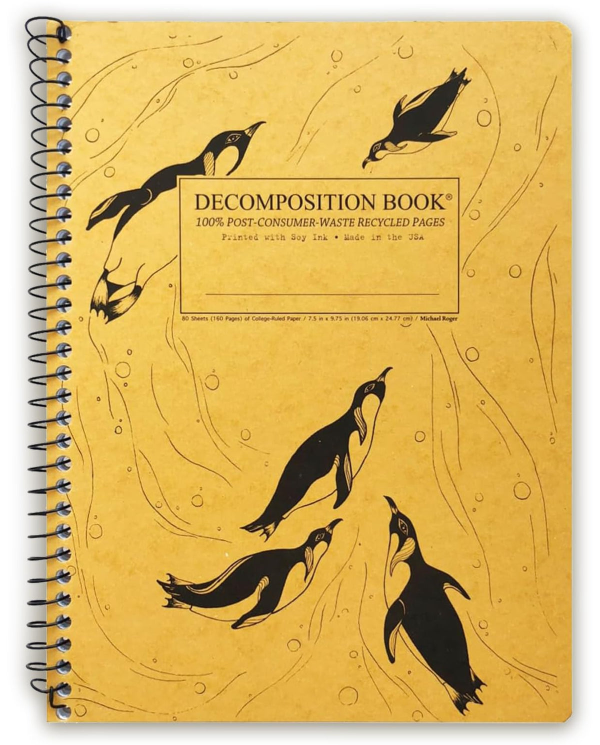 Decomposition Jellyfish College Ruled Spiral Notebook - 9.75 x 7.5 Journal with 160 Lined Pages - 100% Recycled Paper - Cute Notebooks for School Supplies, Home & Office - Made in USA