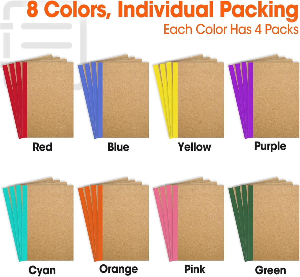 YesBes 32 Pack Composition Notebooks Bulk, A5 Kraft Cover Lined Journaling Notebooks, 8.3”x 5.5” Travel Notebook for School Office Students Artists, 8 Colors 60 Pages