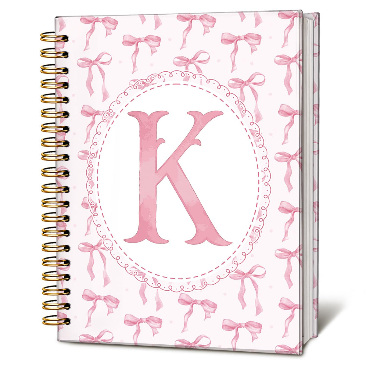Cute Pink Bow Journal for Teen Girls & Women, Cute School Supplies - Cute Preppy Bow Stuff Birthday Gifts for Women Girls, Coquette Stuff Pink Bow Bible Hardcover Spiral Notebook 5.5x8.3