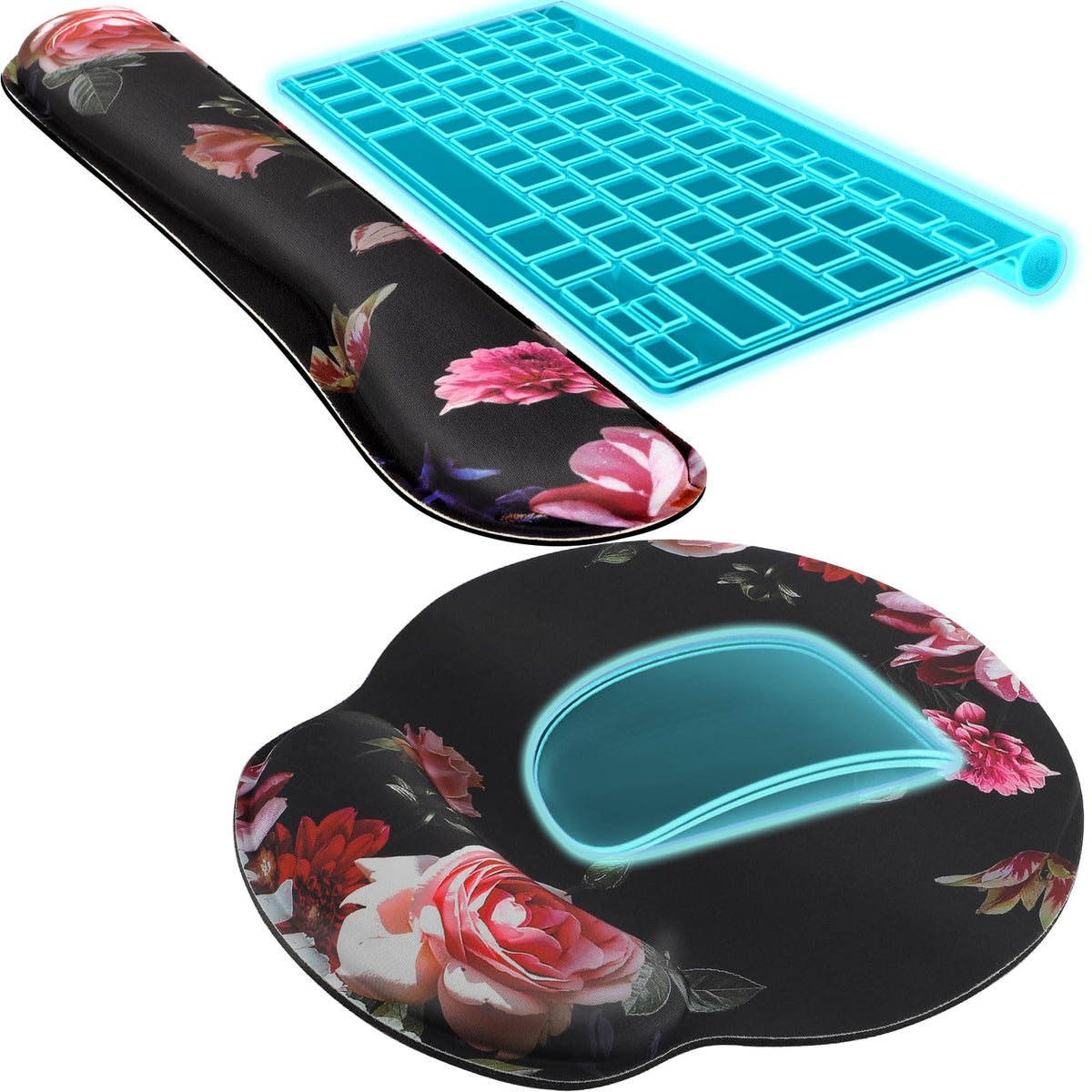 KTRIO Keyboard Wrist Rest & Mouse Pad with Wrist Rest, Black | Memory Foam Wrist Support, Ergonomic Design, Non-Slip Base, Office and Home Use