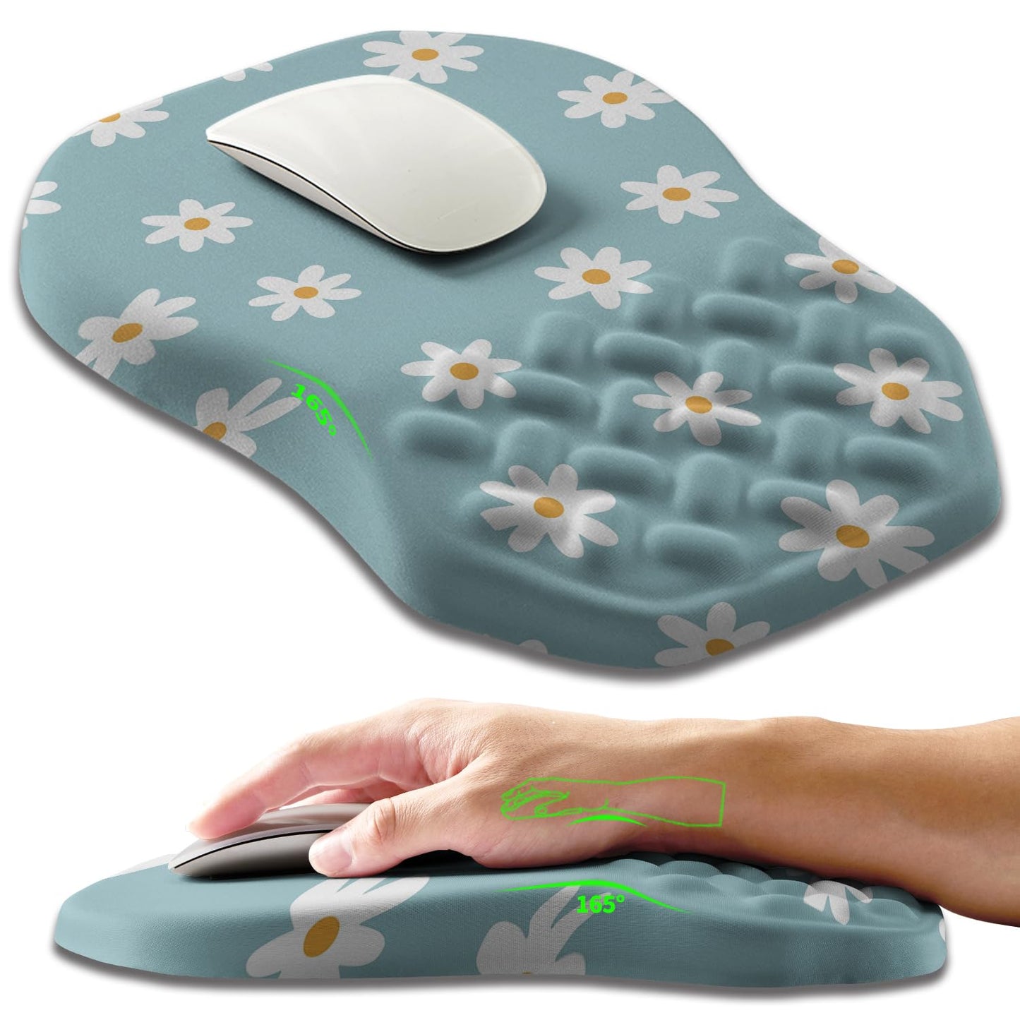 Ergonomic Slope Mouse Pad Wrist Support, Wrist Rest Mousepad for Carpal Tunnel Pain Relief with Massage Bulge and Slow Rebound Memory Foam (12x8 inch, Black)