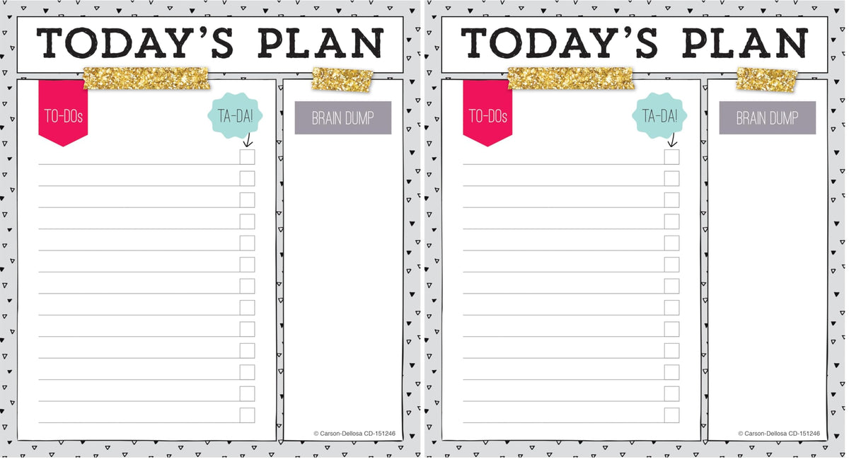 Carson Dellosa Today's Plan Notepad, 50 Sheet Note Pad With Lined Paper for To Do List and Checklist, Classroom Organization Stationery, Desk Accessories and Office Supplies | To Do List and Checklist, Classroom Organization Stationary, Desk Accessories a