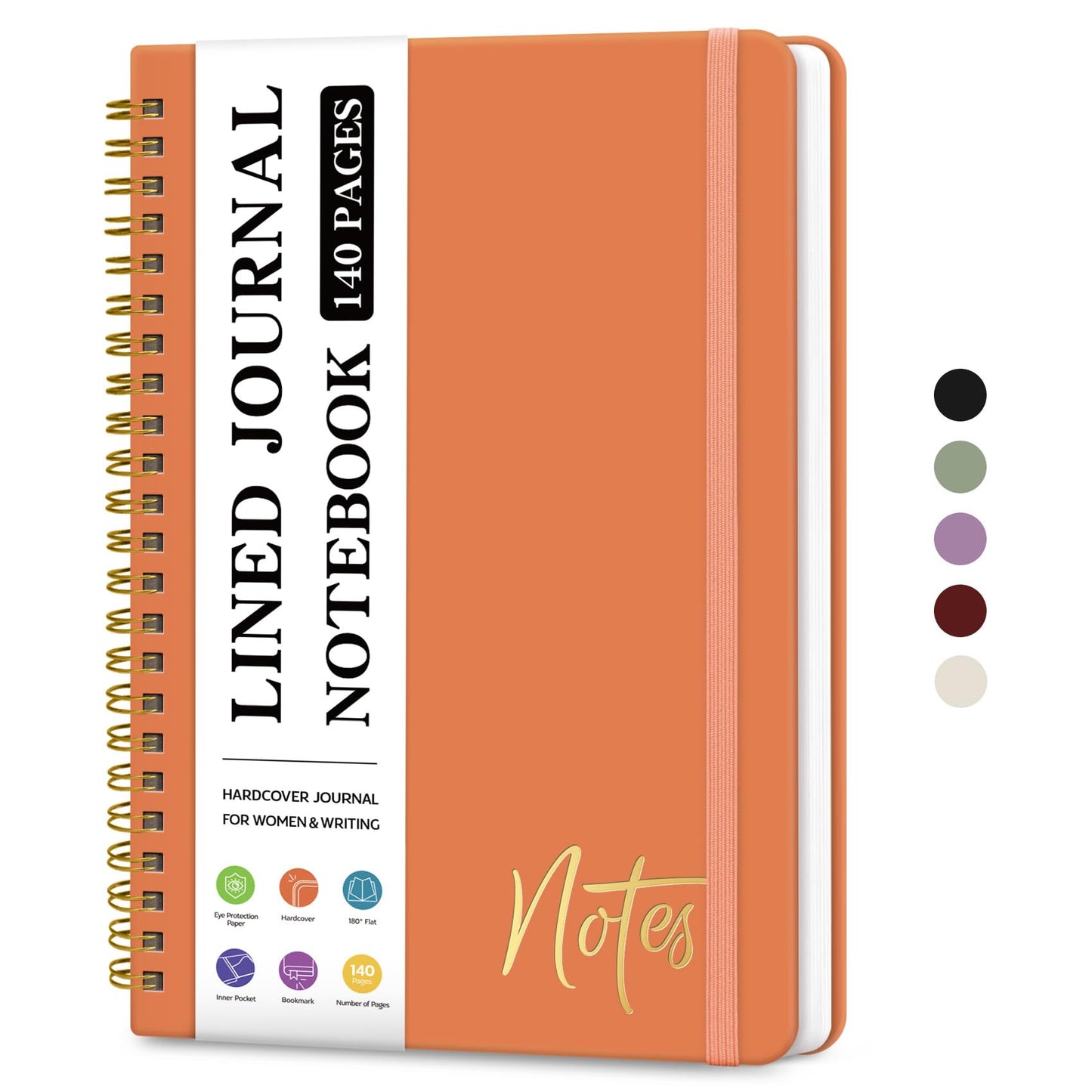 ZOTIA Lined Spiral Notebook for Work Hardcover Spiral Journal College Ruled | Purple, 5.7" x 7.9" Spiral Journals for Writing, Work Notebooks, Note taking and Office School Supplies, 140 Pages