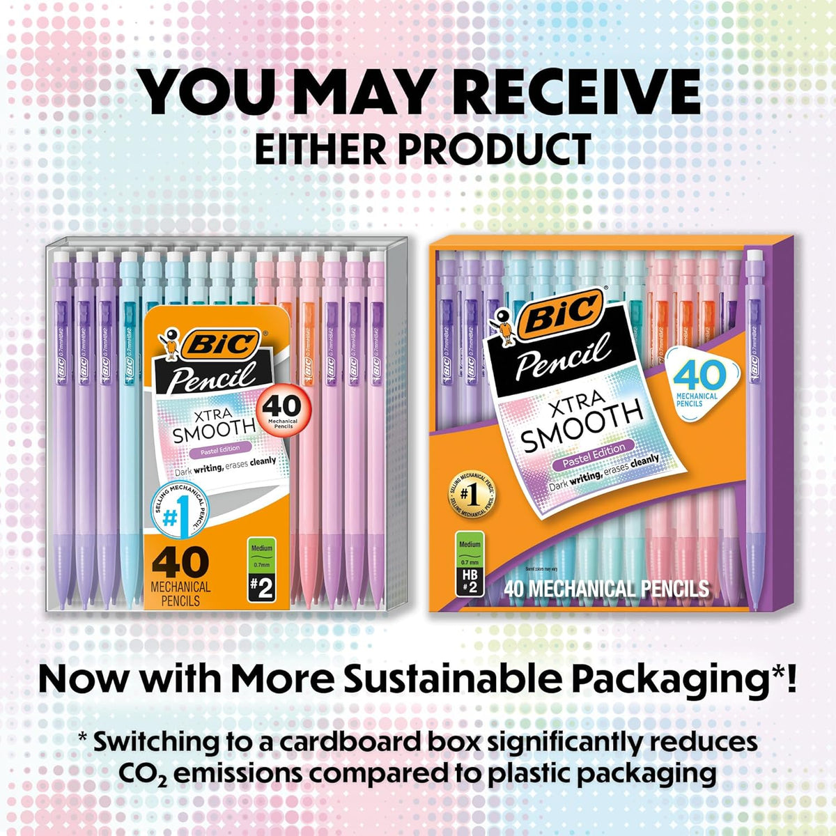 BIC Xtra-Smooth Mechanical Pencils, 0.7 mm Medium Point, 40-Count | No. 2 Lead Resists Smudging and Erases Cleanly, Smooth Reliable Writing, Pastel Barrels, Bulk Pack for Students and Teachers