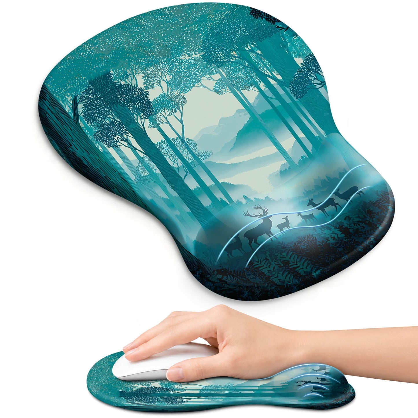 Ergonomic Mouse Pad with Wrist Rest, Gel Wrist Support, Black | 10.2 x 7.6 in Mouse Pad with Smooth Fabric Surface and Non-Slip Rubber Base for Office, Home, Study, and Gaming