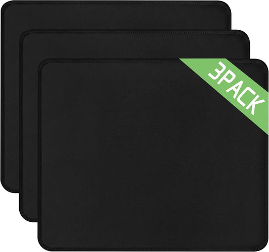3 Pack Mouse Pad, Stitched Edges and Non-Slip Rubber Base, Black | 10.2 x 8.3 Inch Mousepad with Smooth Surface, Durable Washable Mousepads for Laptop, PC and Office