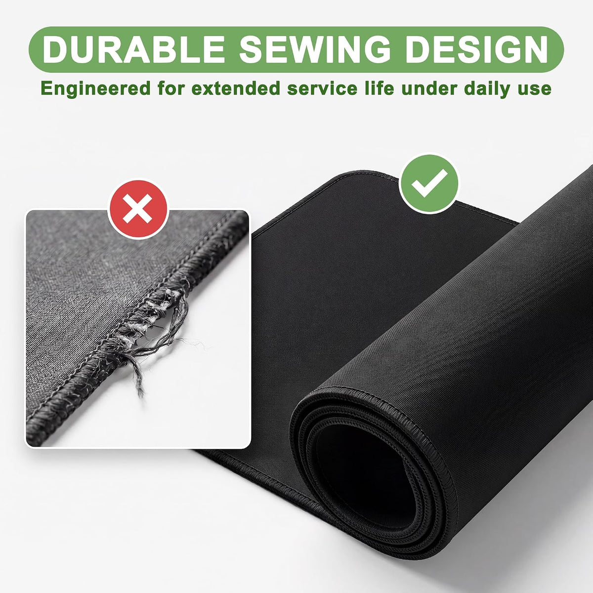 3 Pack Mouse Pad, Stitched Edges and Non-Slip Rubber Base, Black | 10.2 x 8.3 Inch Mousepad with Smooth Surface, Durable Washable Mousepads for Laptop, PC and Office