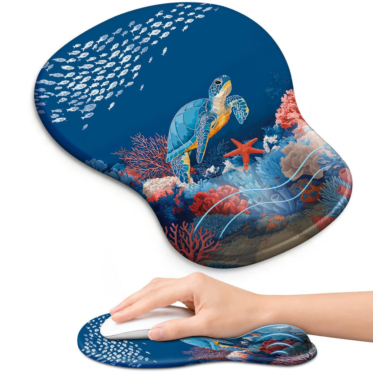 Ergonomic Mouse Pad with Wrist Rest, Gel Wrist Support, Black | 10.2 x 7.6 in Mouse Pad with Smooth Fabric Surface and Non-Slip Rubber Base for Office, Home, Study, and Gaming