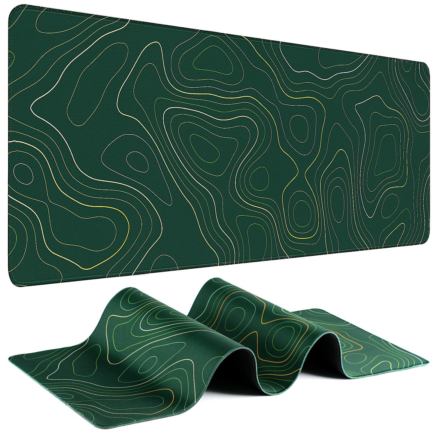 Mouse Pad Gaming - Desk Mat for Keyboard and Mouse - Kanagawa Large Mouse Pad for Desk, Japanese Sea Wave Mousepad (31.5 x 11.8inch) with Non-Slip Base, Desks Pad Mat for Game, Office and Home