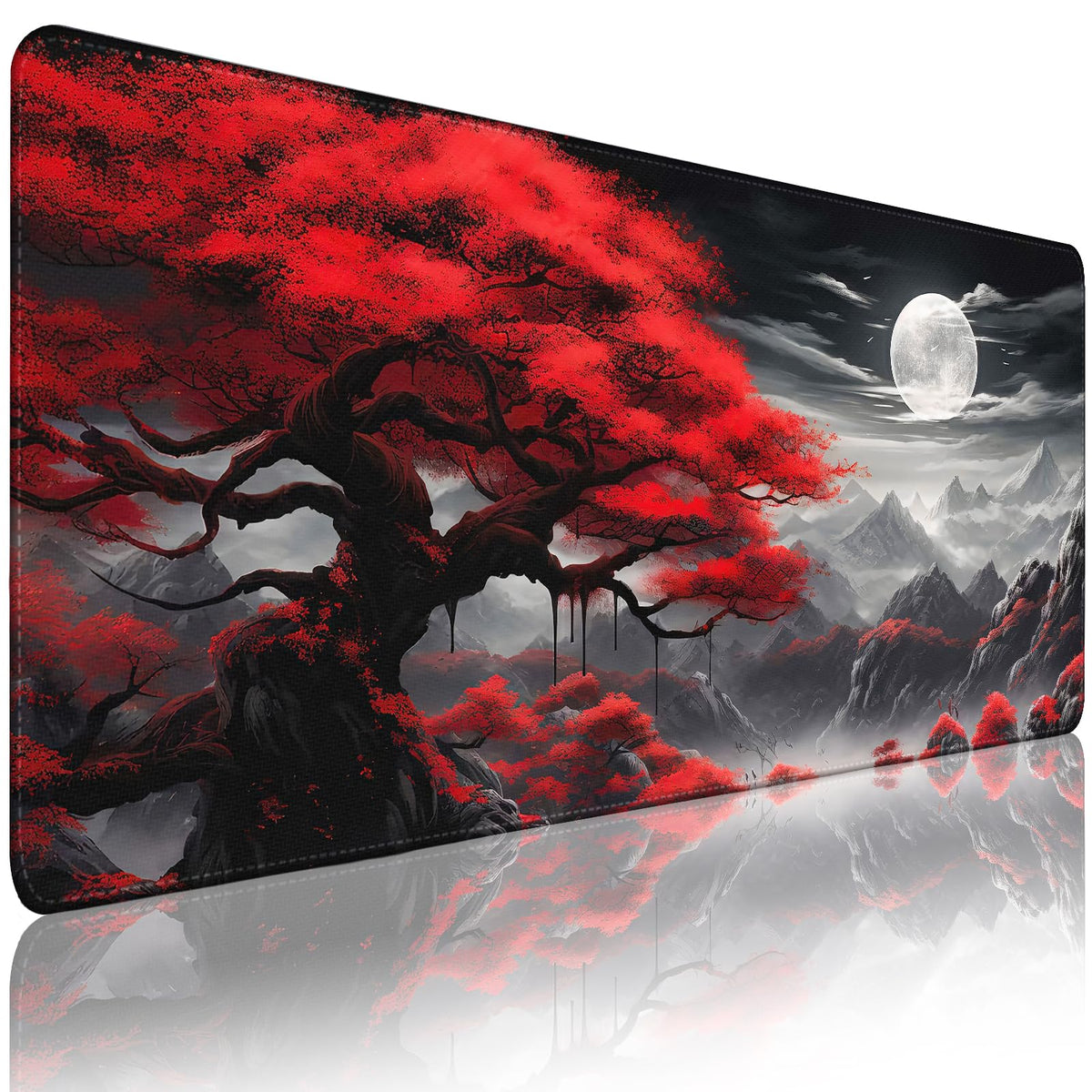 Mouse Pad Gaming - Desk Mat for Keyboard and Mouse - Kanagawa Large Mouse Pad for Desk, Japanese Sea Wave Mousepad (31.5 x 11.8inch) with Non-Slip Base, Desks Pad Mat for Game, Office and Home