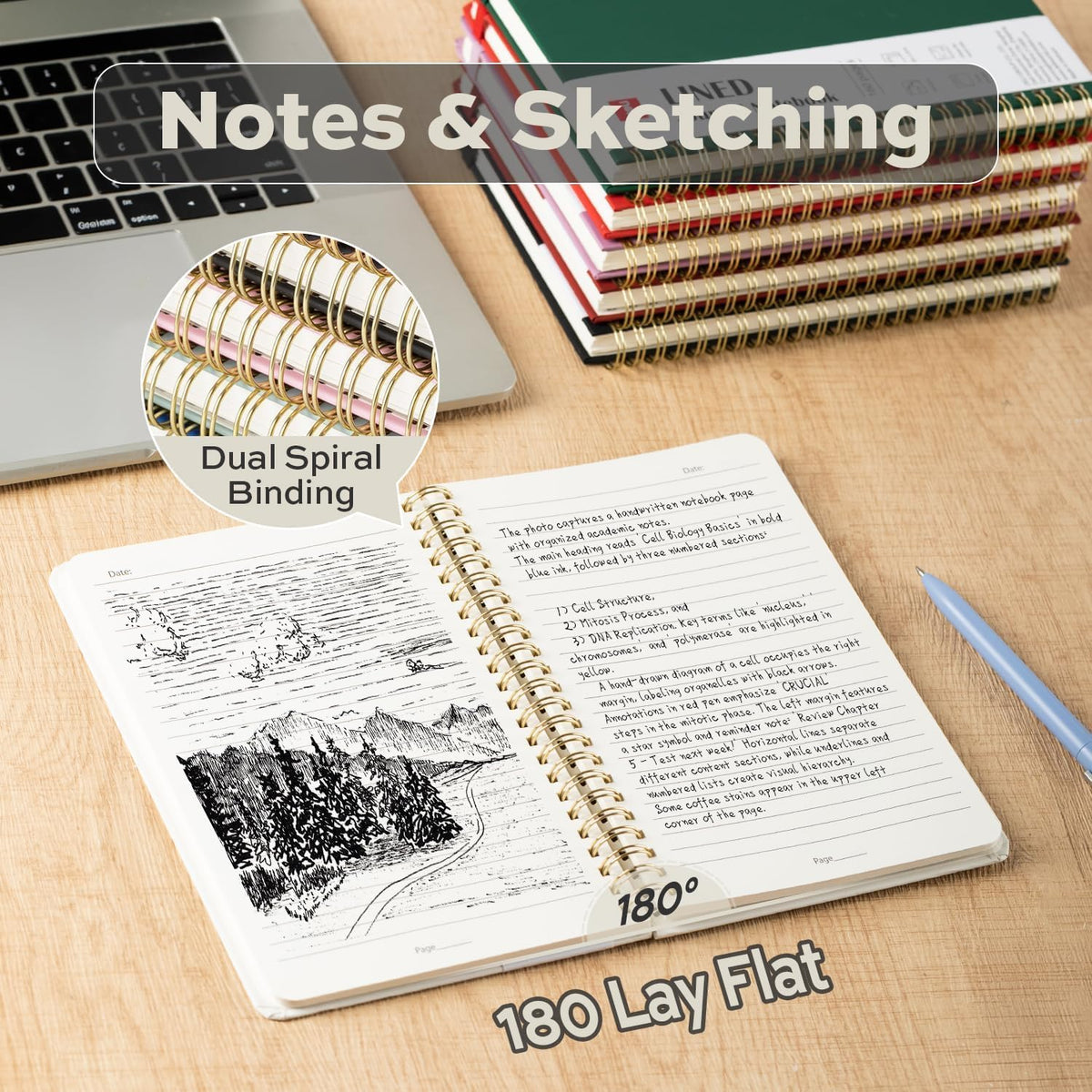 deli 3 Pack Lined Spiral Journal Notebook, 160 Pages, A5 (5.5"x8") Hardcover Writing Notebook, College Ruled Spiral Bound Journal for Women & Men - Perfect for Work, School, Office & Note Taking