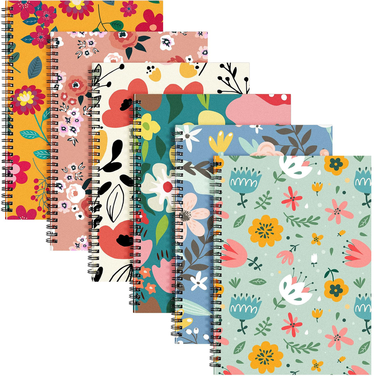 6 Pack Spiral Notebook 10.5x7.45 Notebook,Fresh,Morandi | B5 Spiral College Ruled Notebook,140 Page Journal, Writing Kraft Cover Lined Notepad for Office School Journaling