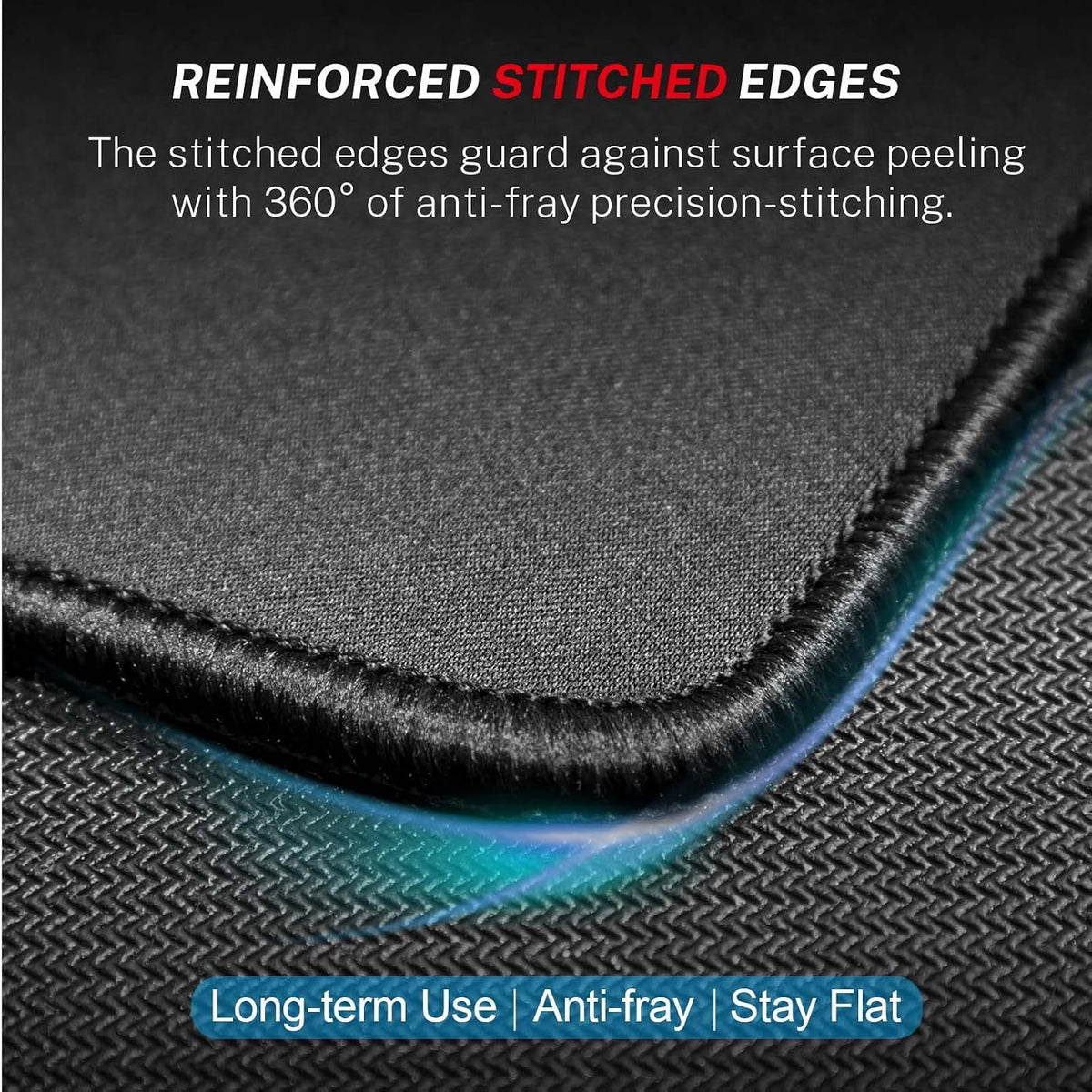 MROCO Essential Office & Gaming Mouse Pad, 30% Larger, 8.5” x 11” in, Black | Anti-Fray Stitched Edges, Premium Textured Surface, Non-Slip Rubber Base, Water and Stain Resistant Protection