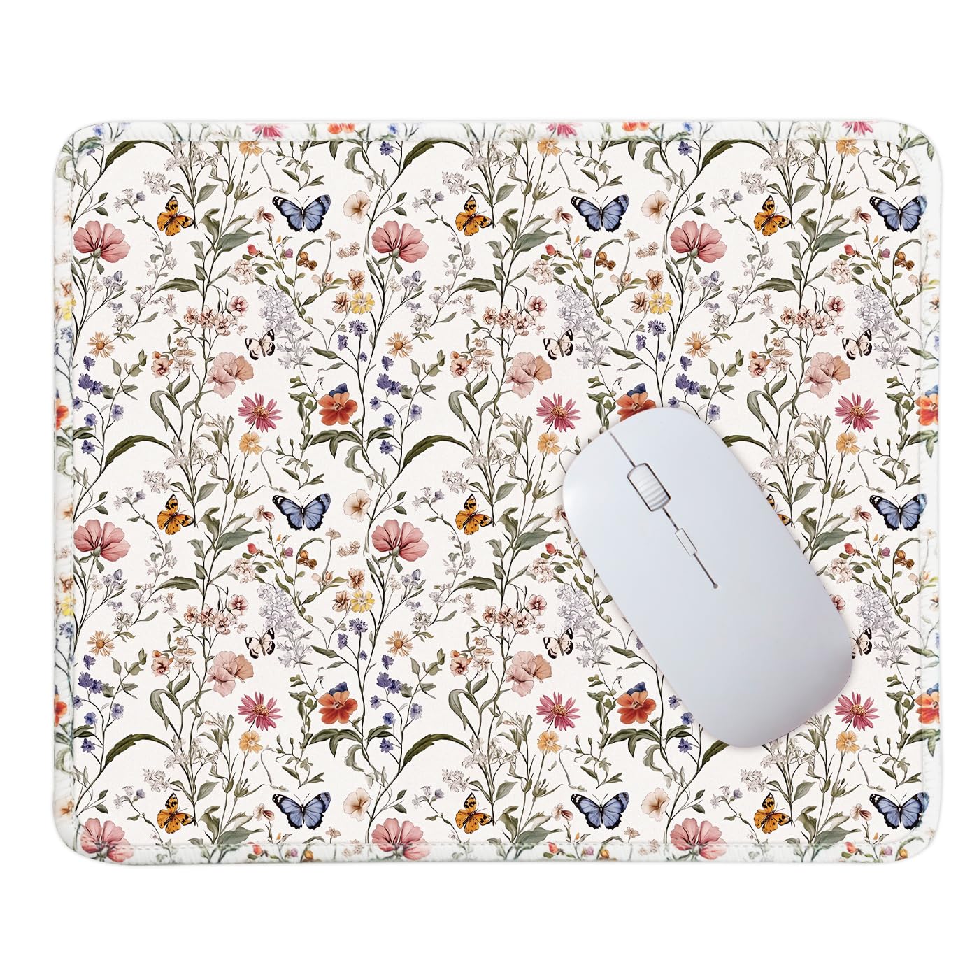 Mouse Pad for Desk with Stitched Edge, Premium Cute Washable Mouse Pads. Computer Mousepad with Non-Slip Rubber Base, Mousepads for Laptop, 9.25x7.75x0.12 inch (Pink Stripes)