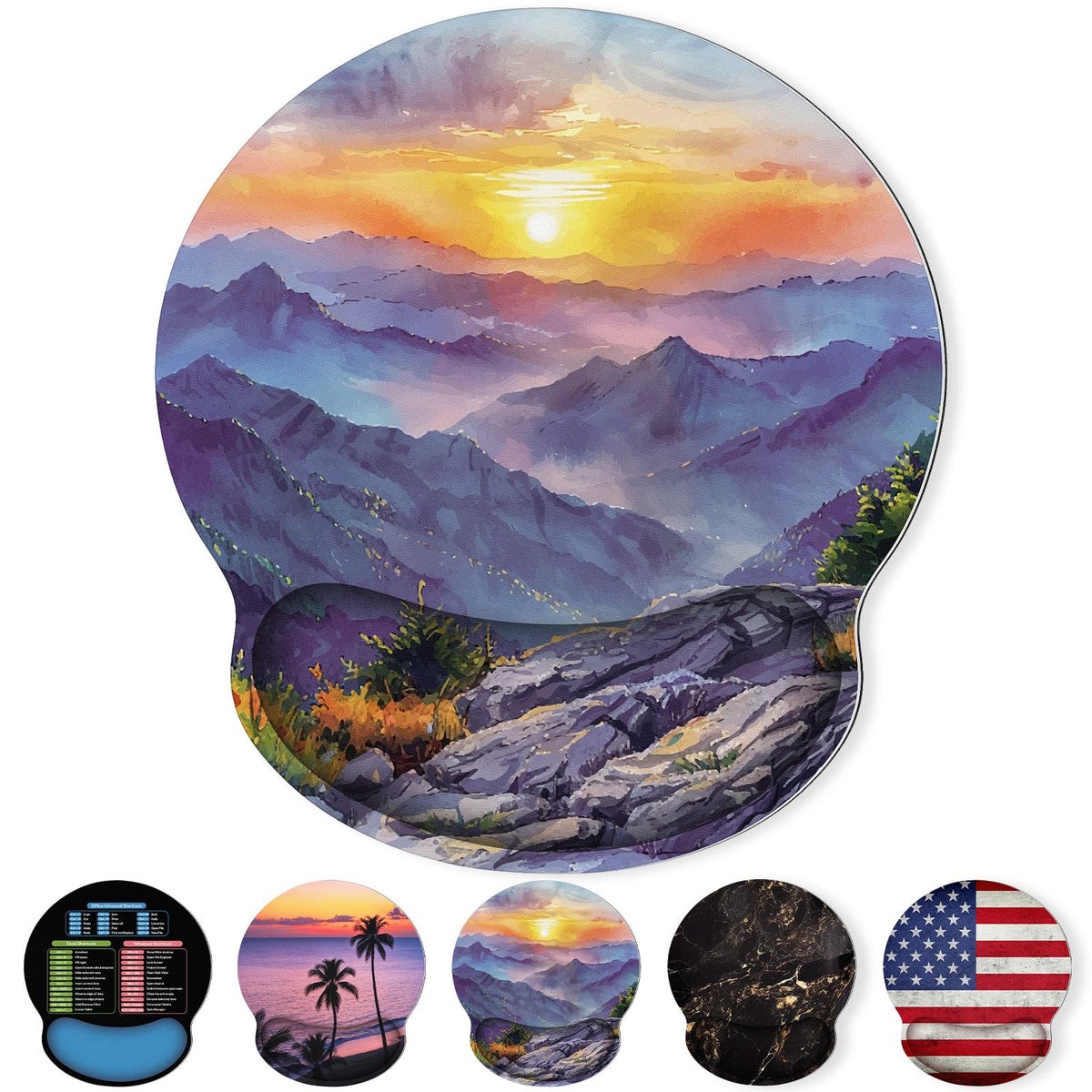 KONVINIT Ergonomic Mouse Pad with Wrist Rest, Small Mousepad with Non-Slip Rubber Base and Smooth Surface, Beach Mouse Pads for Desk, Office Desk Accessories