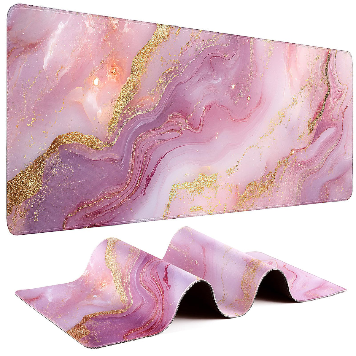 Mouse Pad Gaming - Desk Mat for Keyboard and Mouse - Kanagawa Large Mouse Pad for Desk, Japanese Sea Wave Mousepad (31.5 x 11.8inch) with Non-Slip Base, Desks Pad Mat for Game, Office and Home