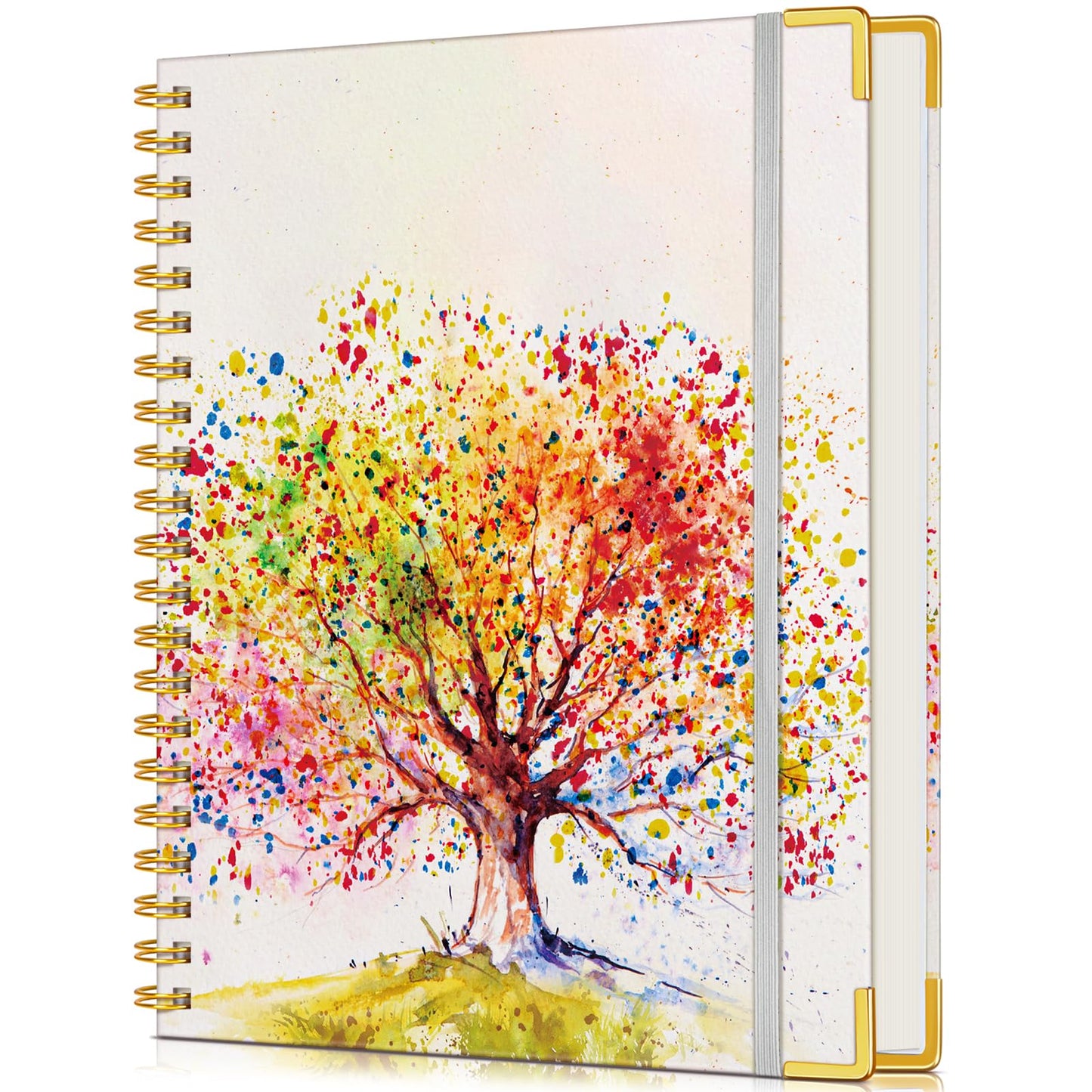 Lined Spiral Notebook Journal for Women, 150 Pages Cute Notebooks 5.75” x 8.38”, A5 Hardcover Spiral Journals with 100 GSM Thick Paper, College Ruled Notebook for Writing Work School, Autumn Tree