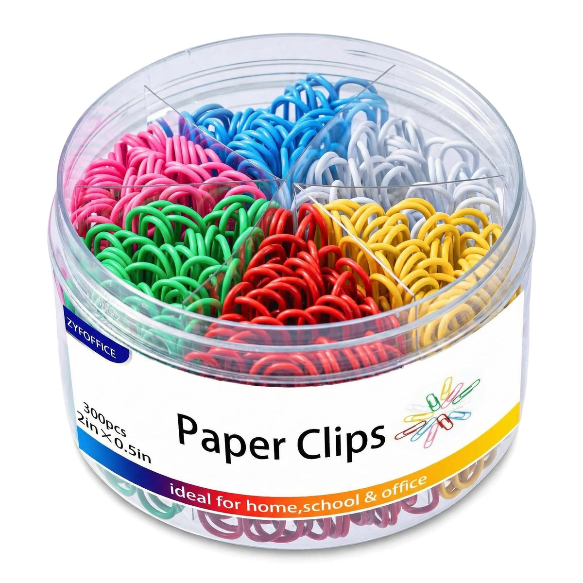 Pastel Jumbo Paper Clips, 2 Inch (50 mm) | 300pcs, Soft Color Clips, For Paperwork, Home, School and Office Use