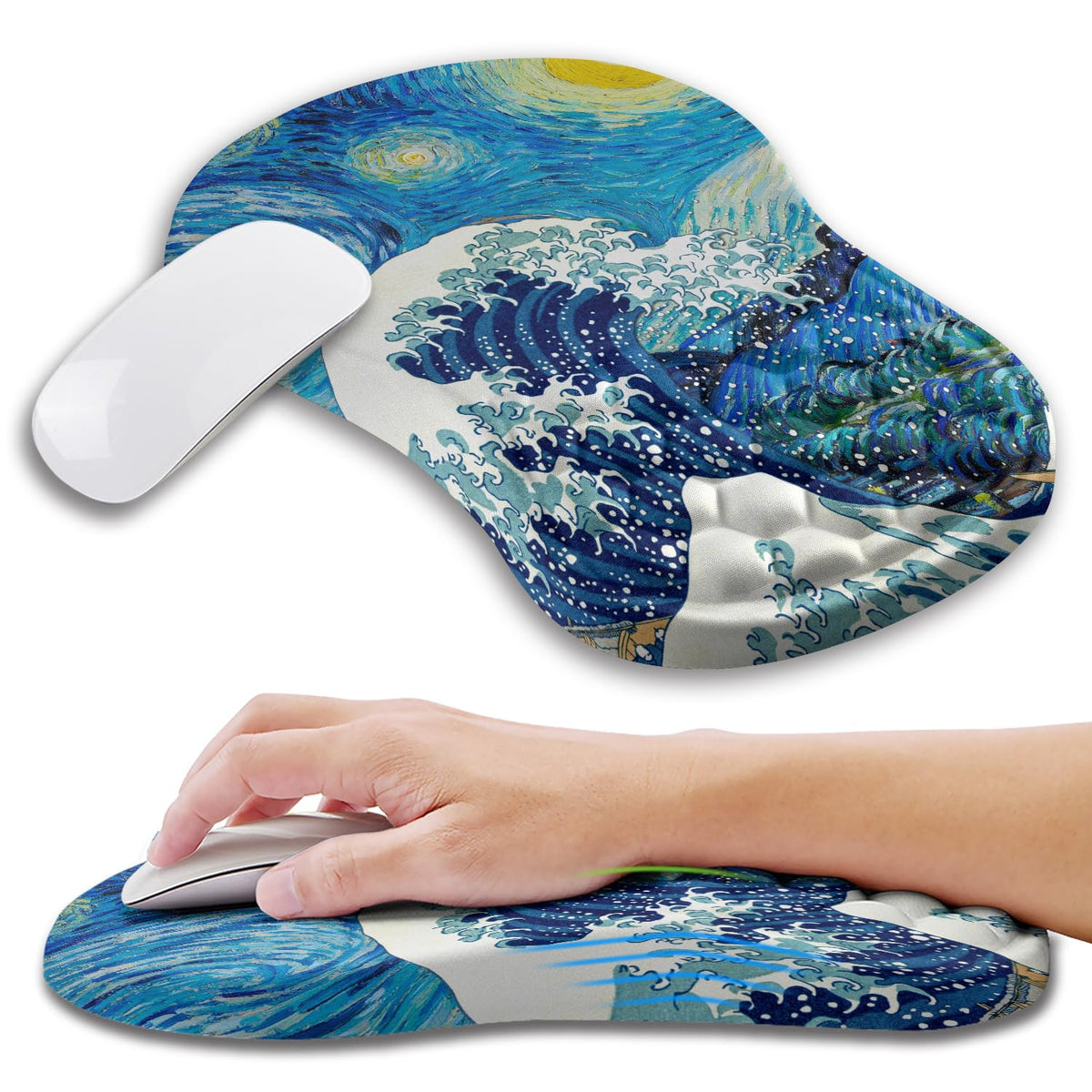 Ergonomic Mouse Pad Wrist Support with Memory Foam Massage Bulge, Carpal Tunnel Pain Relief Mousepad Wrist Rest for Mouse(12x8 inch, Black)
