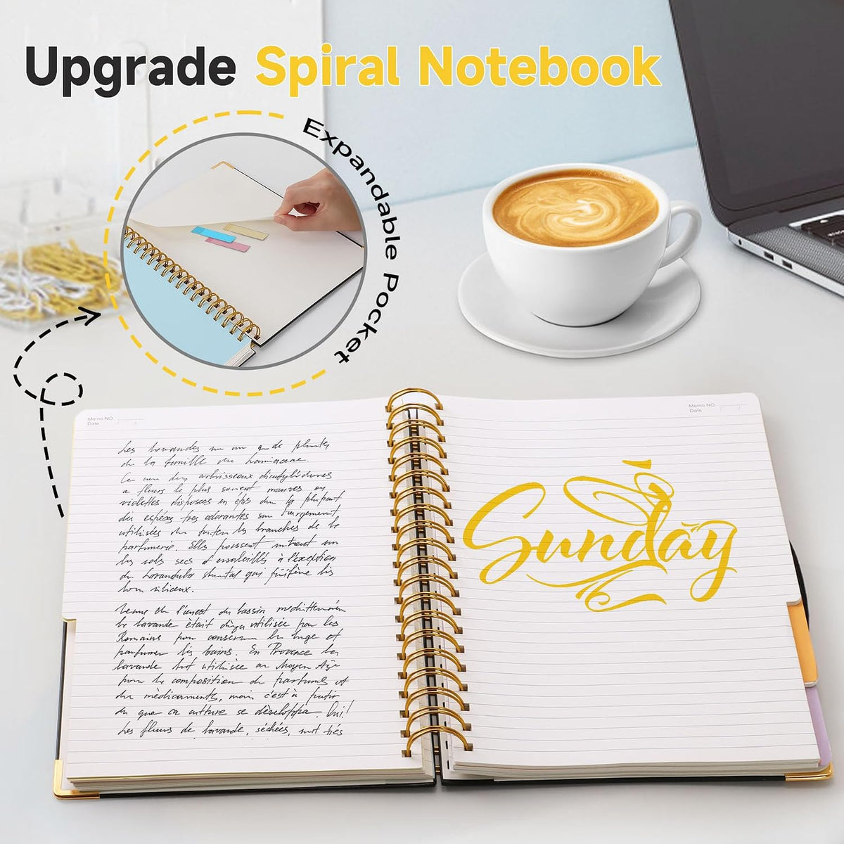 5 Subject Notebook with Dividers, Lined Spiral Journal, 7.6" x 10.5", Pink | 240 Page, B5 Aesthetic Writing Journals for Women, Hardcover Notebooks for Work Note Taking, College Essentials