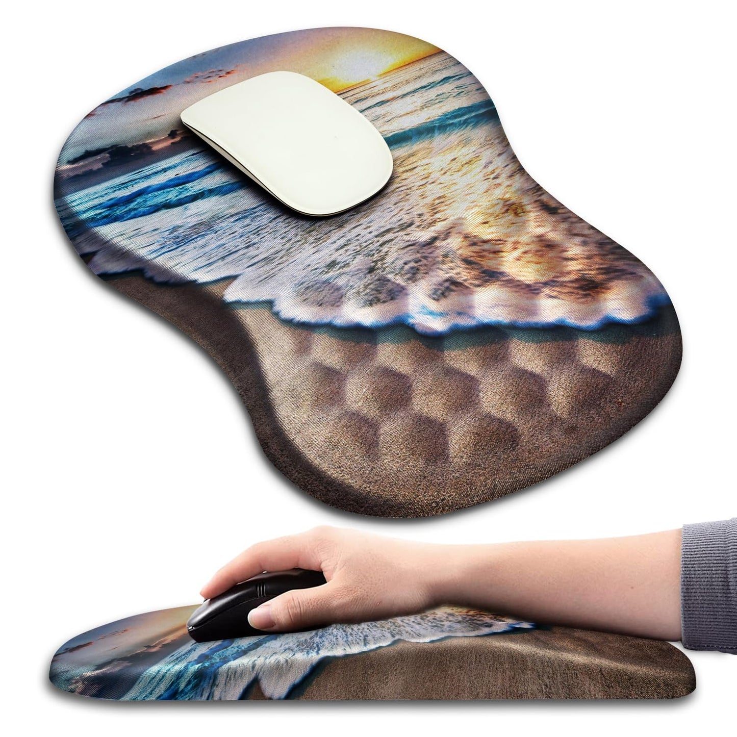 Hokafenle Ergonomic Mouse Pad Wrist Support with Massage Design, Wrist Rest Pain Relief Mousepad with Memory Foam&Non-Slip PU Base, Mouse Pads for Wireless Mouse & Desk (12x8 inch,Black)