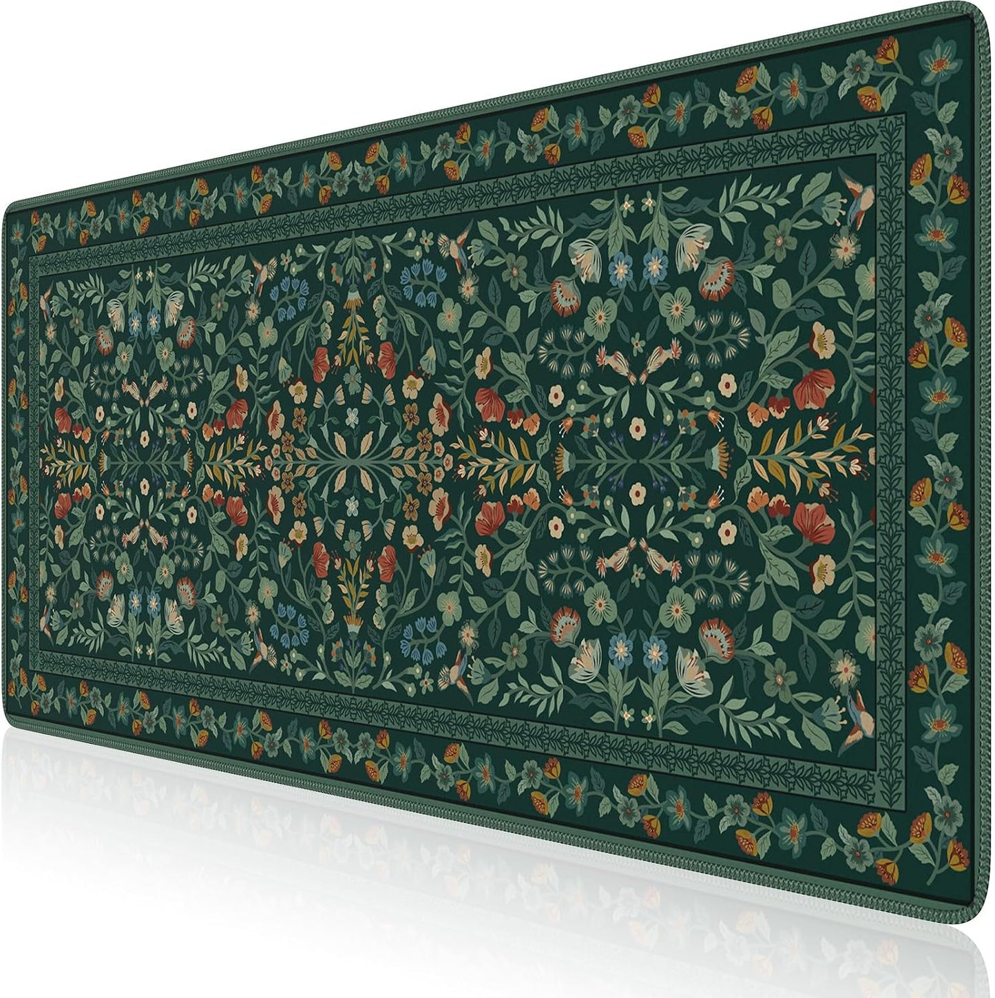 iCasso Desk Mat,Mouse Pad for Office Decor,35.4x15.7in,Deep Green | Back to School Desk Pad Mat, Anti-Slip Big Mousepad with Stitched Edges for Computer Desktop,Smooth Water-Resistant