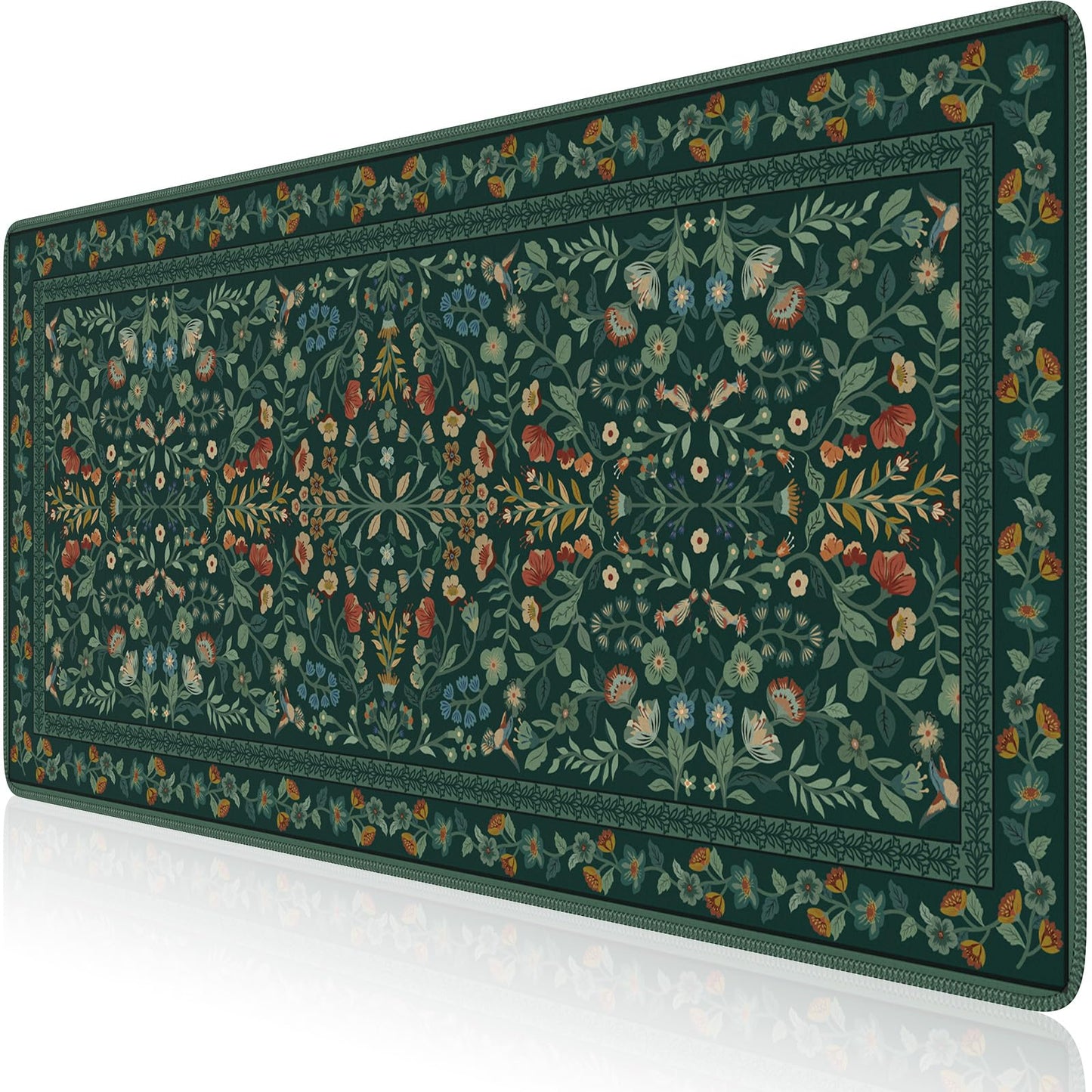 iCasso Desk Mat,Mouse Pad for Office Decor,35.4x15.7in,Deep Green | Back to School Desk Pad Mat, Anti-Slip Big Mousepad with Stitched Edges for Computer Desktop,Smooth Water-Resistant