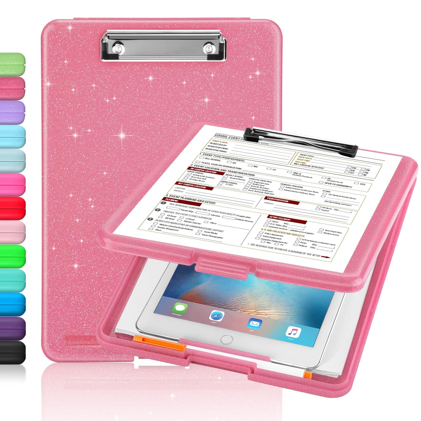 Sooez Clipboard with Storage, Plastic Nursing Clip Board, 8.5" x 11", Work | Sturdy Clipboards Foldable, Cute Hanging Clip Board Case, Teacher, Classroom Must Haves, Office School Supplies, Women & Men