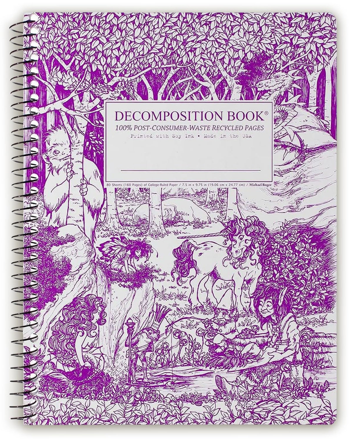 Decomposition Jellyfish College Ruled Spiral Notebook - 9.75 x 7.5 Journal with 160 Lined Pages - 100% Recycled Paper - Cute Notebooks for School Supplies, Home & Office - Made in USA