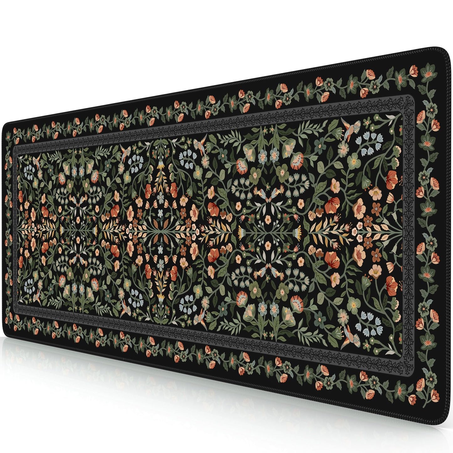 iCasso Desk Mat,Mouse Pad for Office Decor,35.4x15.7in,Deep Green | Back to School Desk Pad Mat, Anti-Slip Big Mousepad with Stitched Edges for Computer Desktop,Smooth Water-Resistant