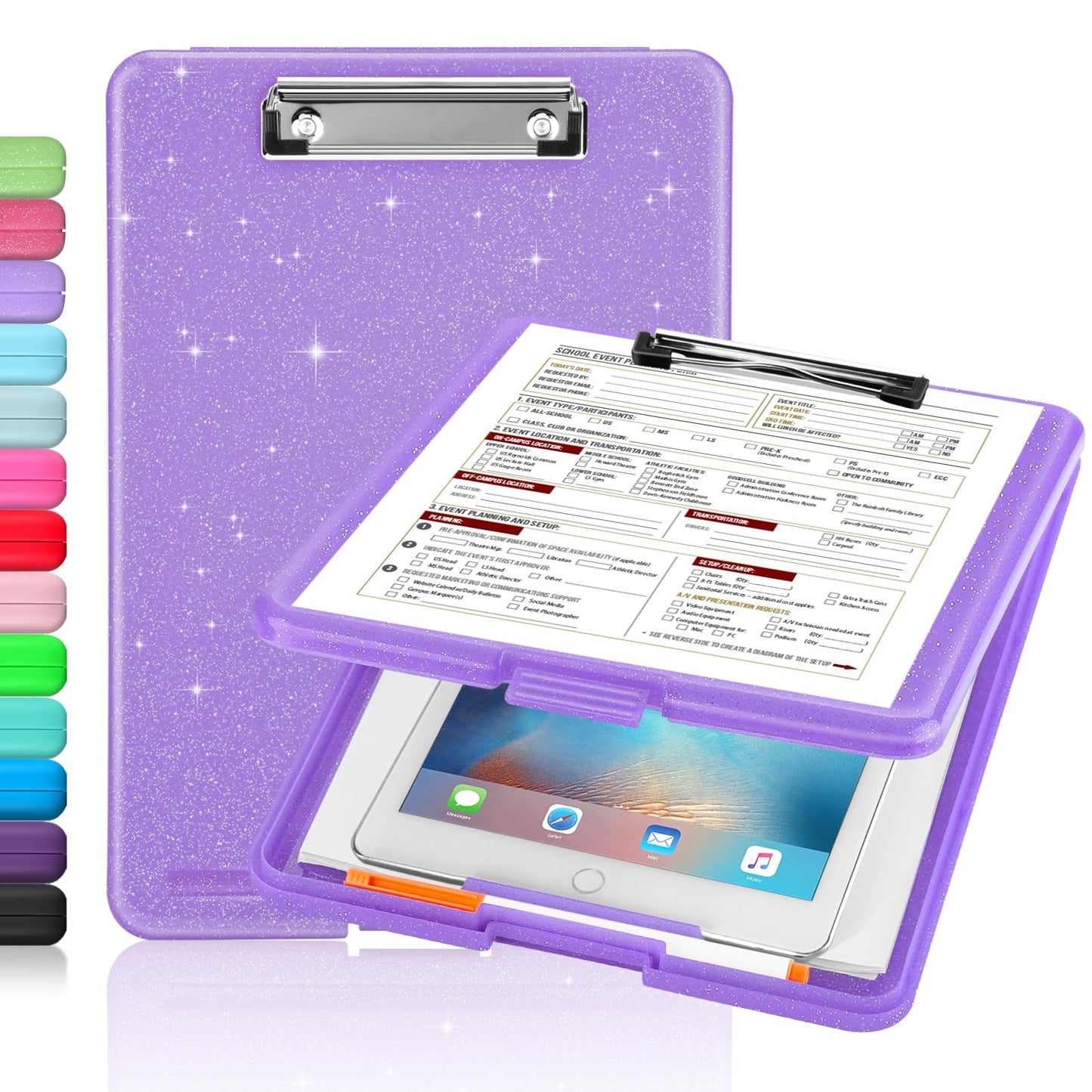 Sooez Clipboard with Storage, Plastic Nursing Clip Board, 8.5" x 11", Work | Sturdy Clipboards Foldable, Cute Hanging Clip Board Case, Teacher, Classroom Must Haves, Office School Supplies, Women & Men