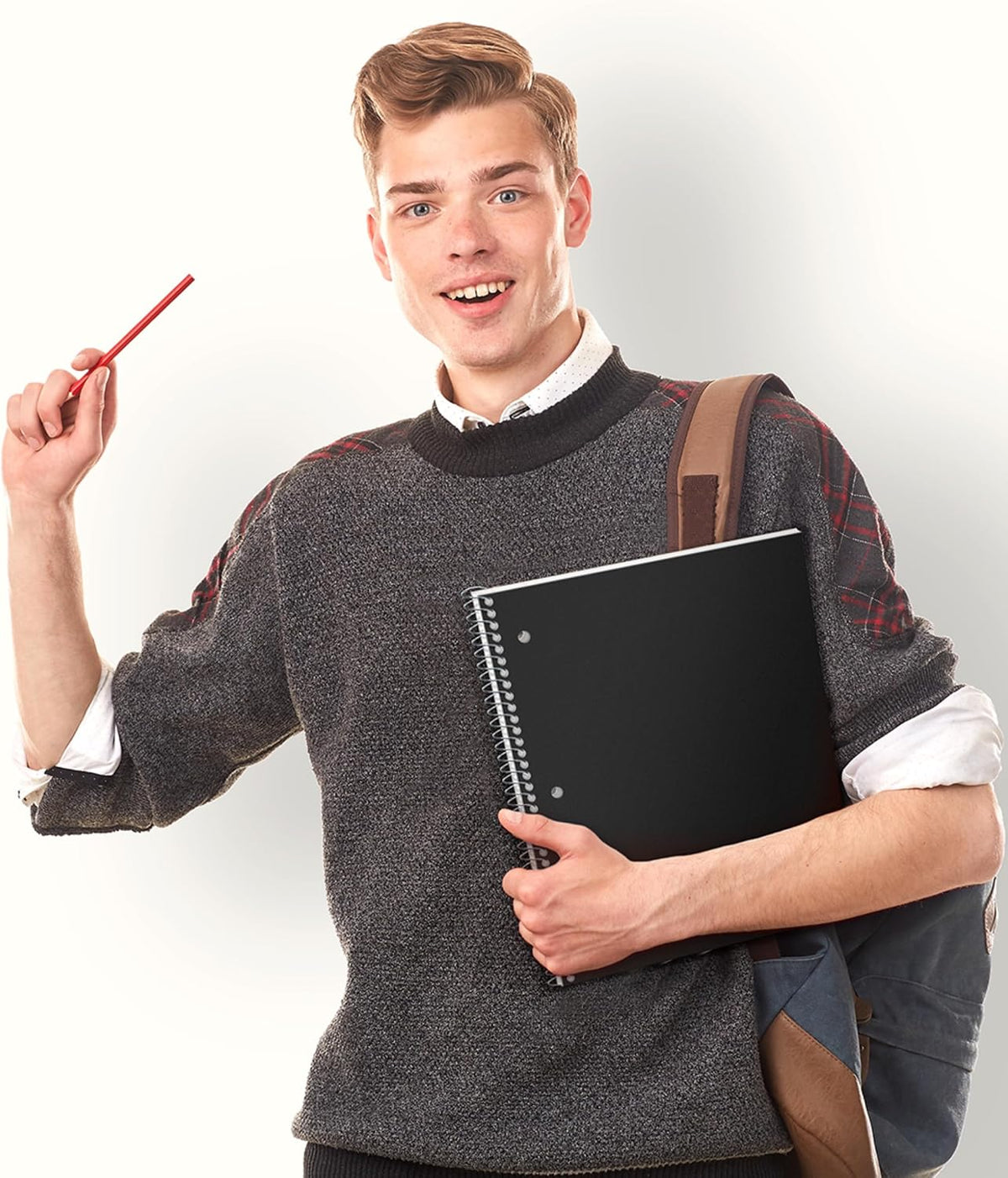 Dunwell 1-Subject College Ruled Spiral Notebook 8.5x11, 100 Sheets, Black | Plastic Cover, Pocket Divider, 3-Hole Punched, Perforated Pages, Fits 8.5x11 Paper