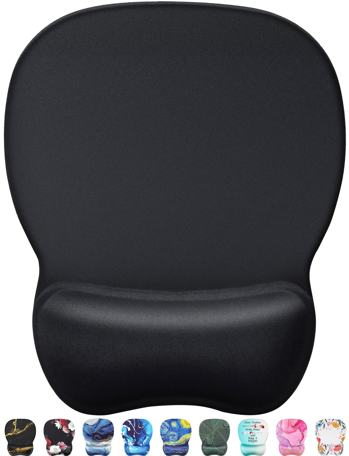 MROCO Ergonomic Mouse Pad with Gel Wrist Rest, 9.4 x 8.1 in, Cloud Forest | Ergonomic Shape Design, Multiple Pattern Options, Gel Wrist Comfort, Smooth Lycra Surface, Non-Slip PU Base