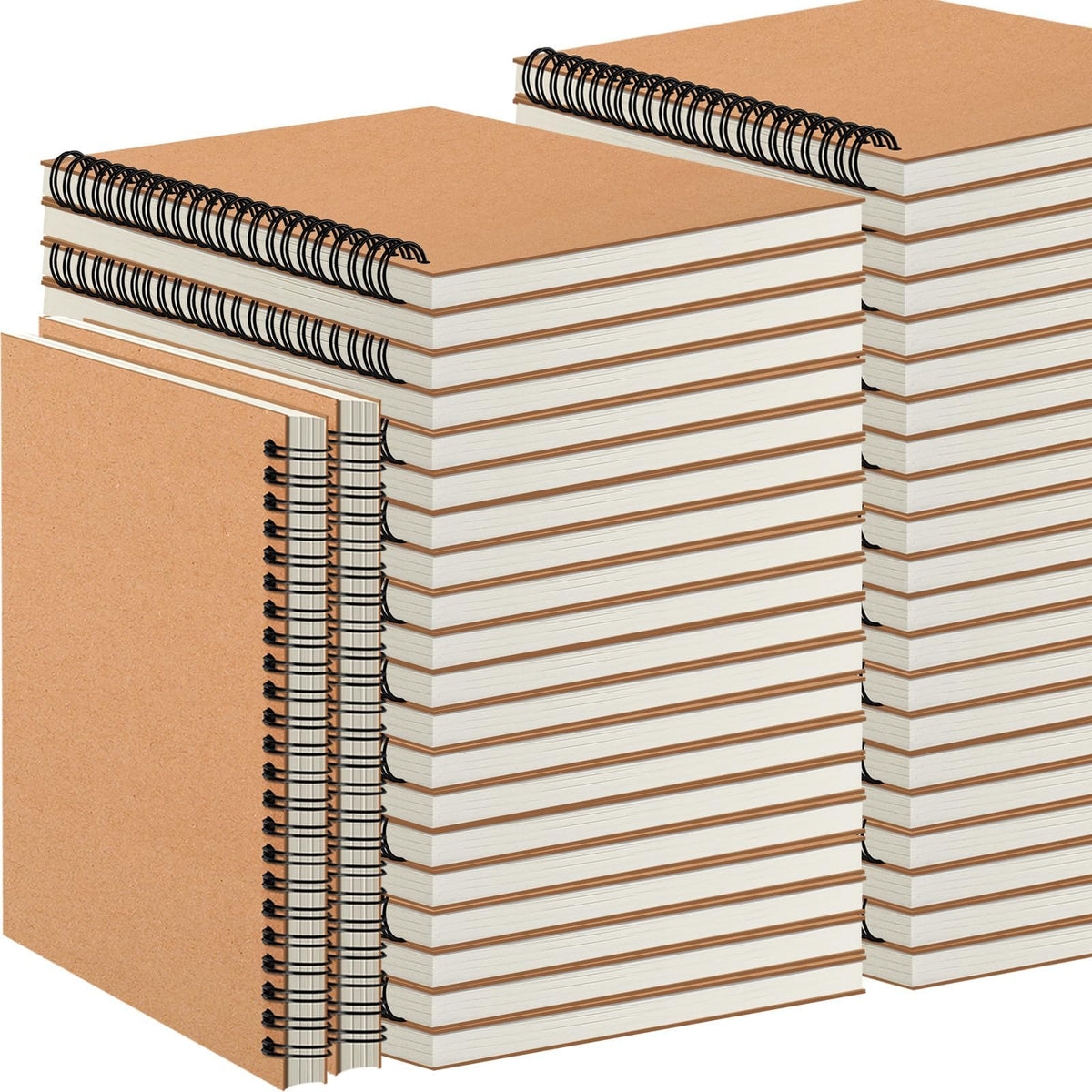 24 Pack A5 Spiral Notebooks Journal with Kraft Cover, 5x8 Inches, Ruled Lined Paper, for Work, Sketches, Study, Notes Taking, Gifts, Brown (24 PCS(Lined)) | A5 Notebook Bulk, Kraft Cover Design, Ruled Lined Paper, Spiral Binding, Work School Notes, Gift S