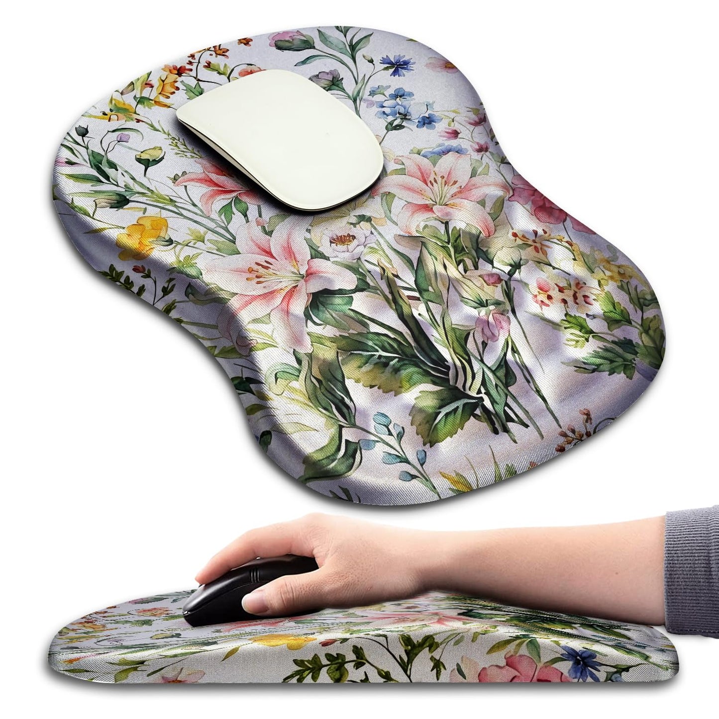 Hokafenle Ergonomic Mouse Pad Wrist Support with Massage Design, Wrist Rest Pain Relief Mousepad with Memory Foam&Non-Slip PU Base, Mouse Pads for Wireless Mouse & Desk (12x8 inch,Black)
