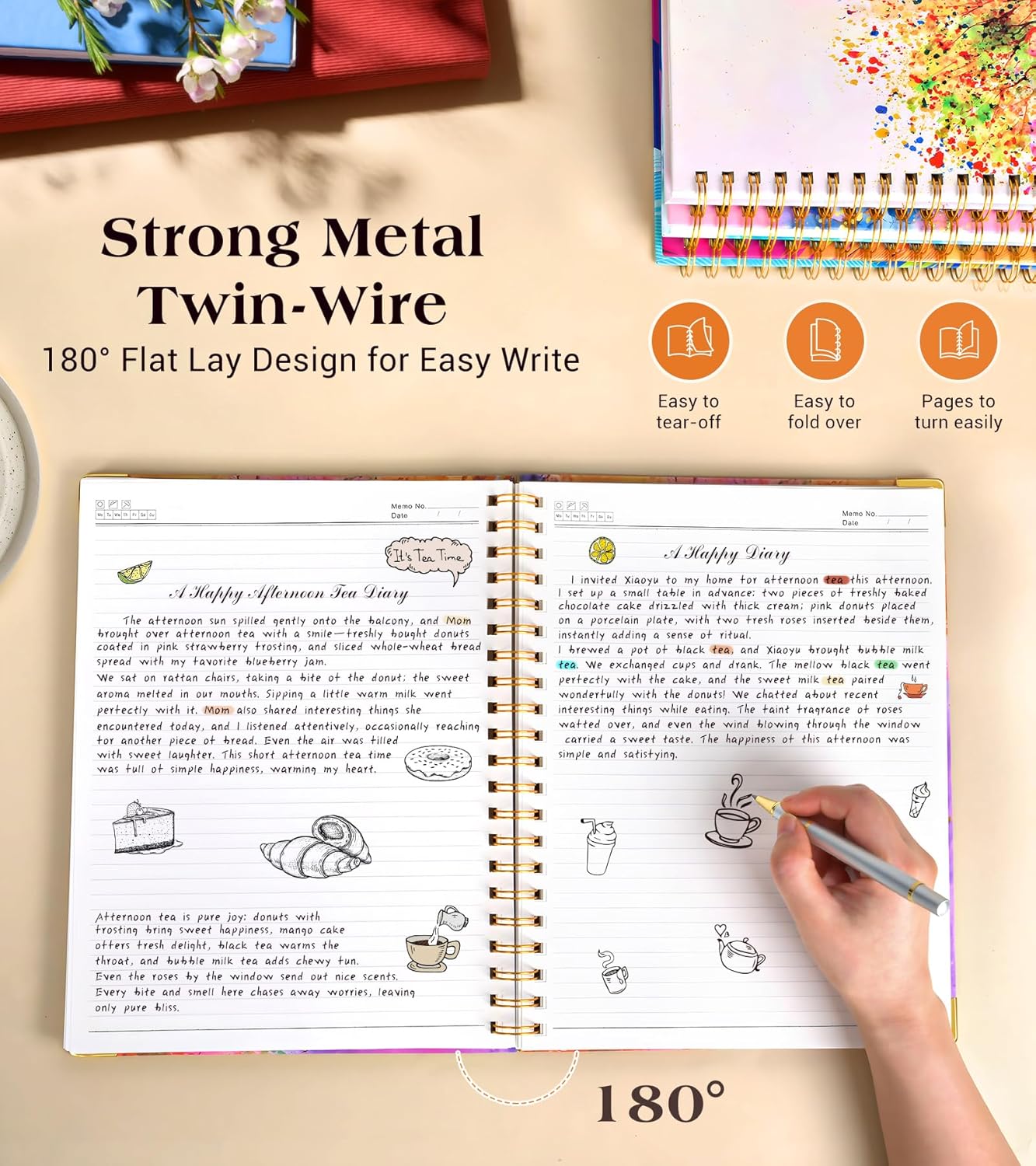 Lined Spiral Notebook Journal for Women, 150 Pages Cute Notebooks 5.75” x 8.38”, A5 Hardcover Spiral Journals with 100 GSM Thick Paper, College Ruled Notebook for Writing Work School, Autumn Tree